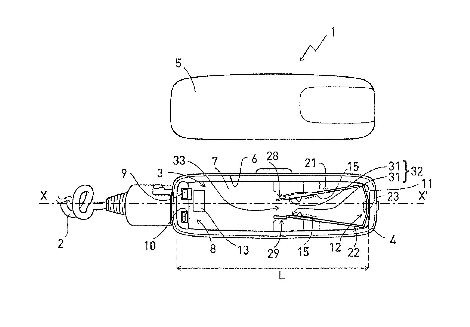 Device for electric power supply of a portable lamp