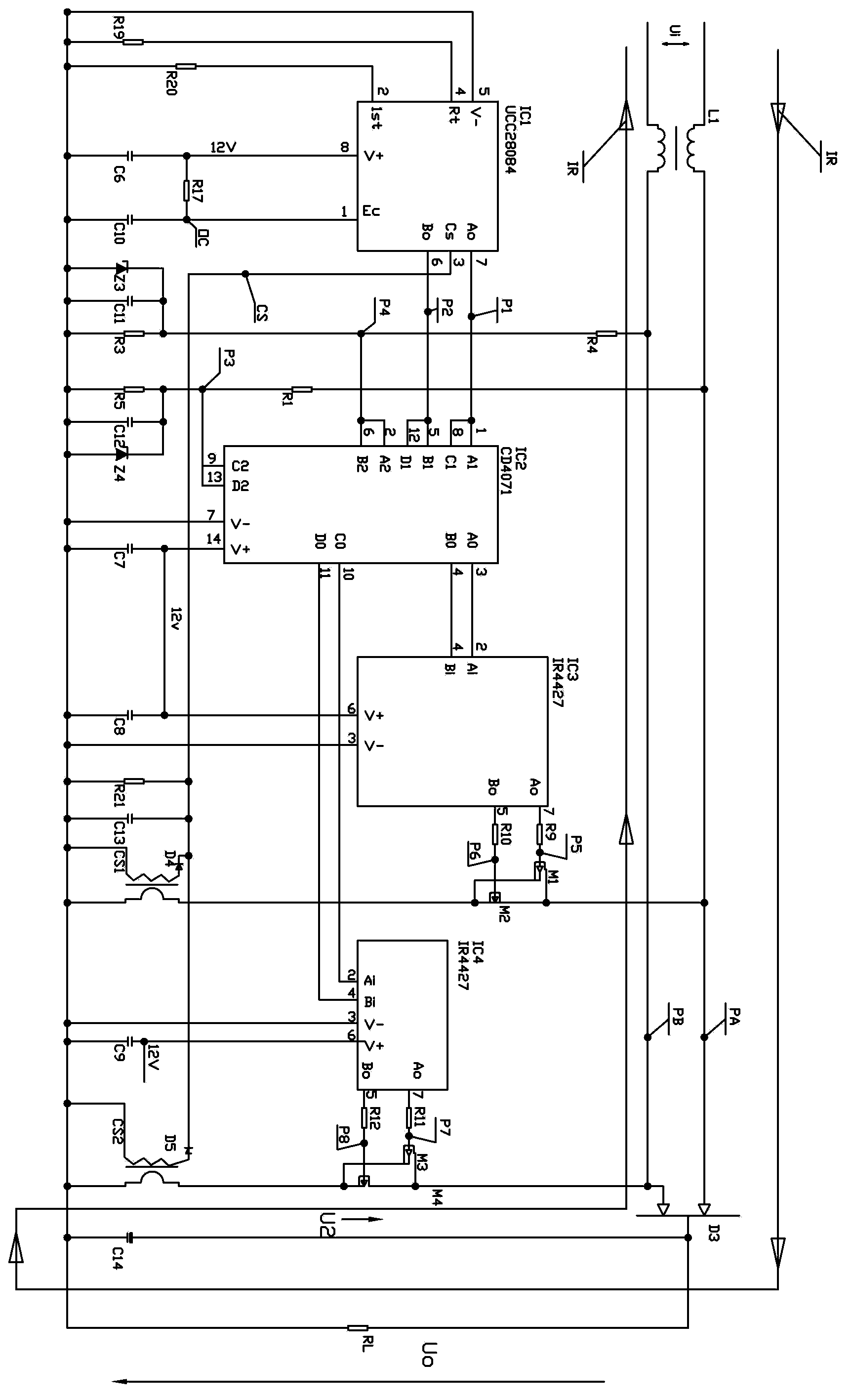 Self rectification/guiding power stable switching circuit