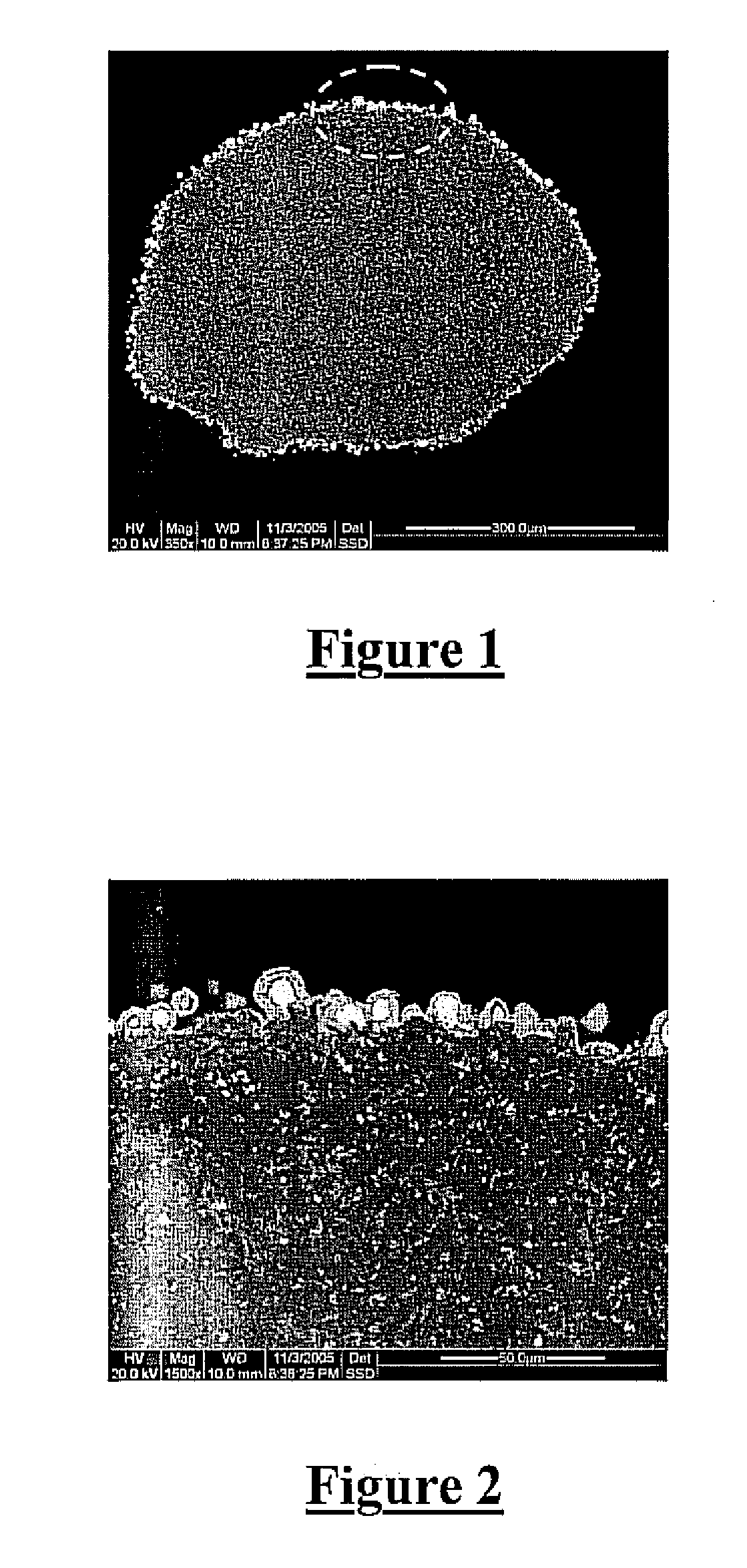 Material having a controlled microstructure, core-shell macrostructure, and method for its fabrication