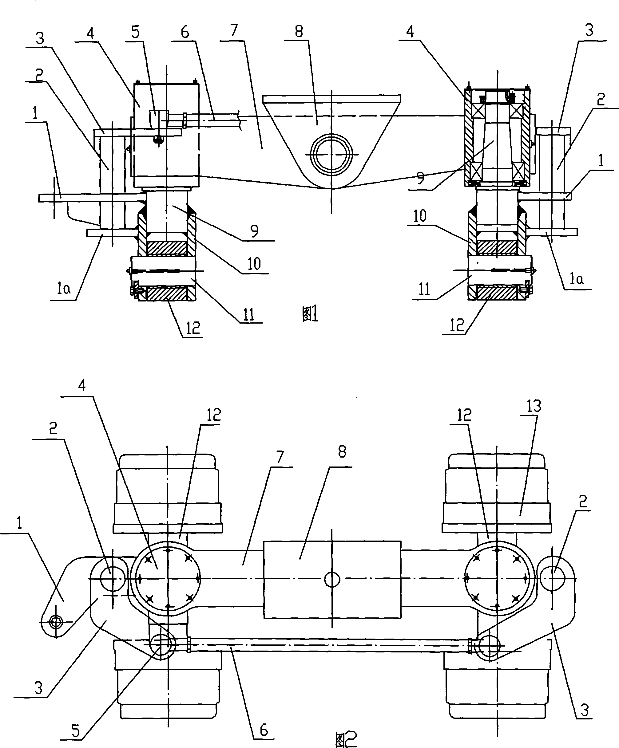 Double steering rigid suspended car axle assembly