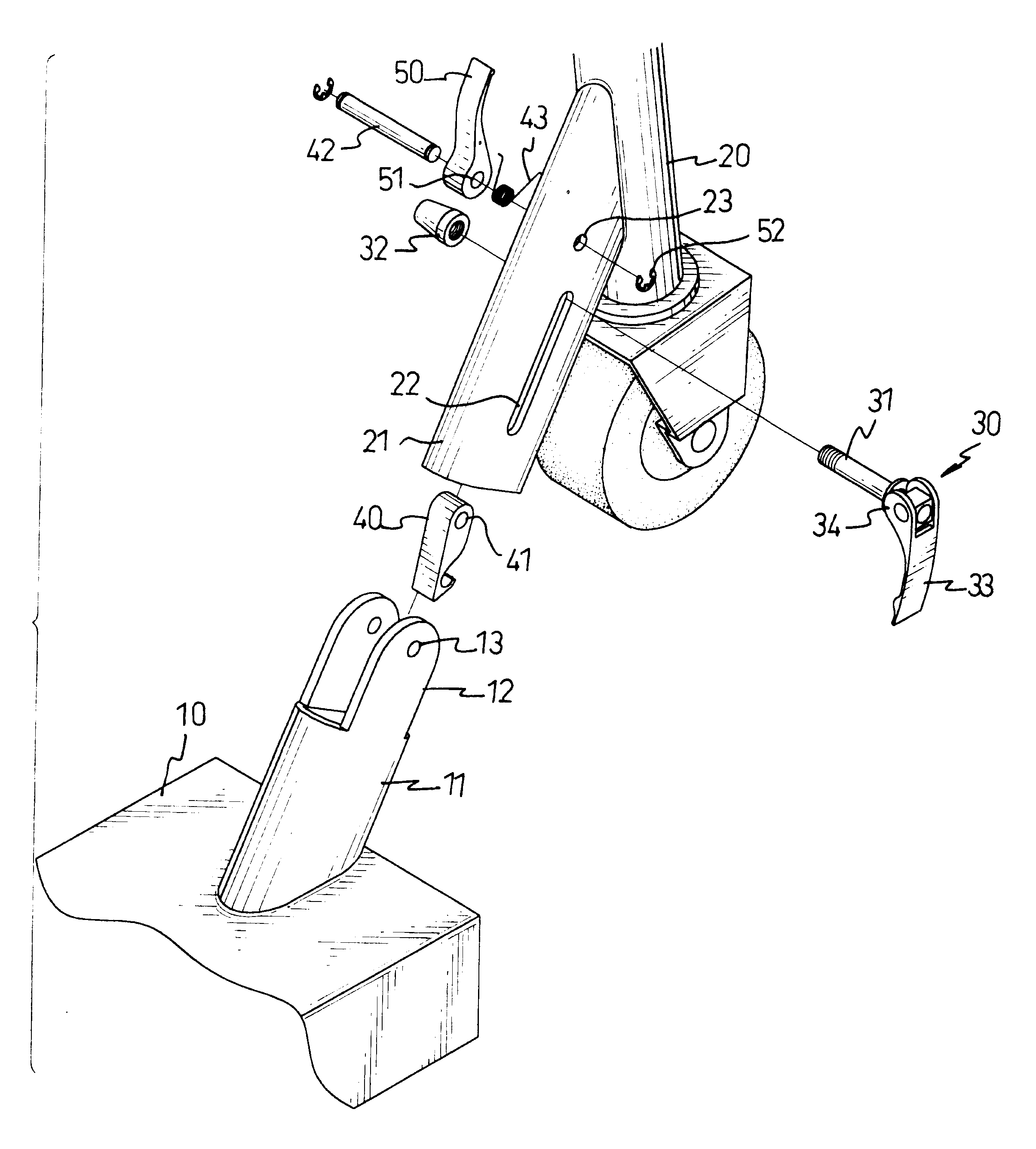 Folding device for a scooter