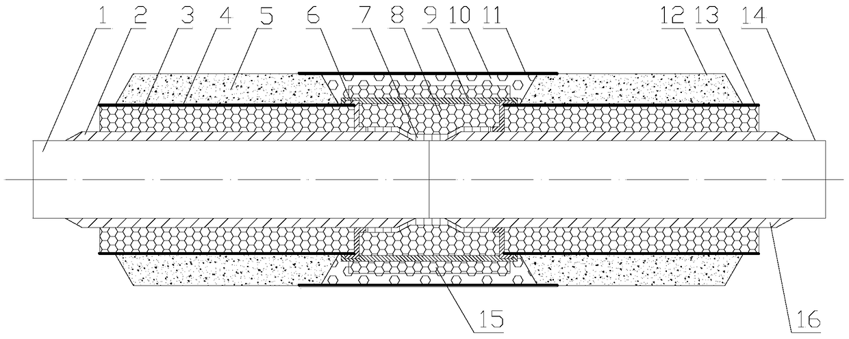 A compound joint structure of counterweight layer for large-diameter submarine pipeline