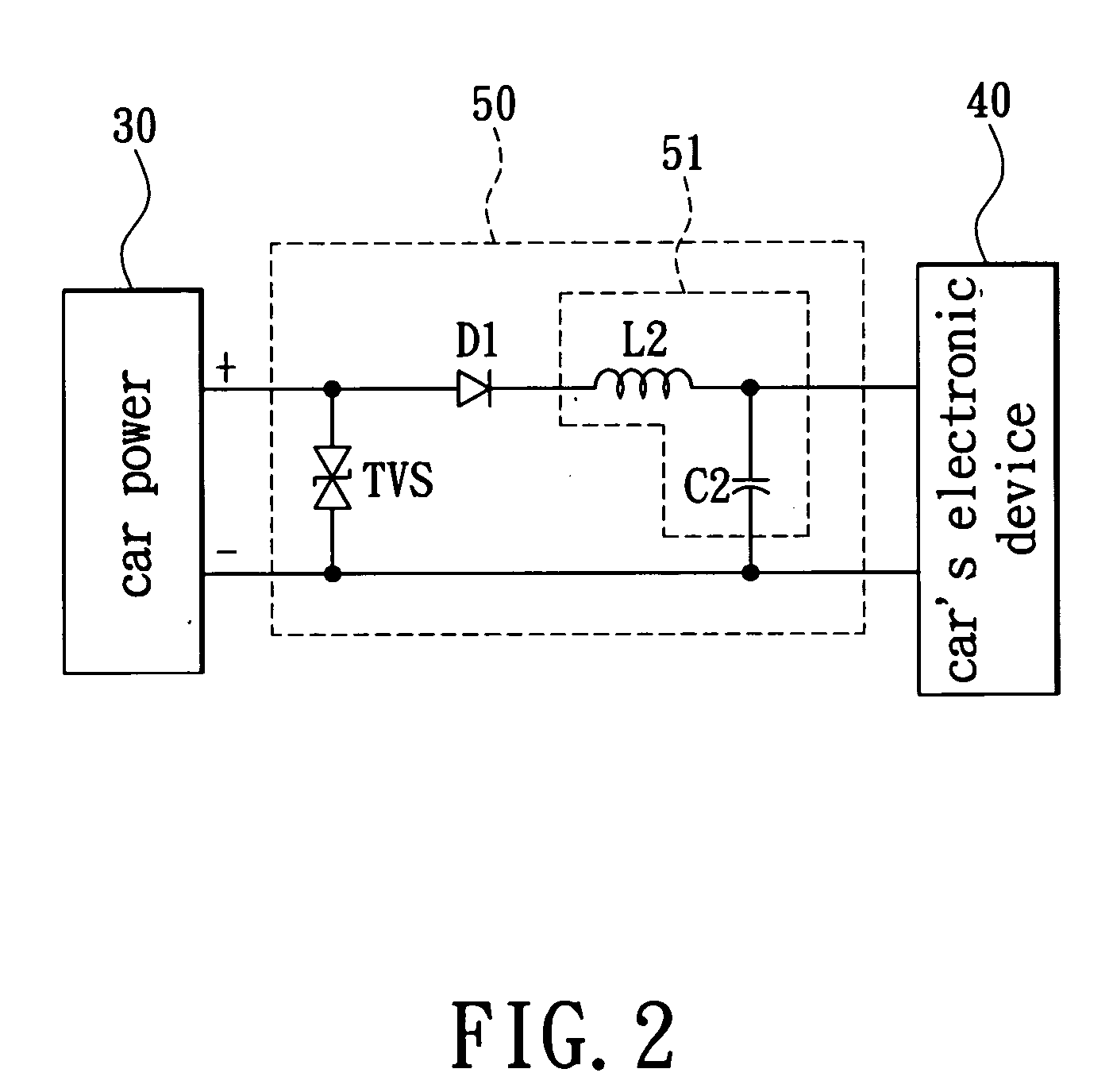 Protection circuit for electric power of a car