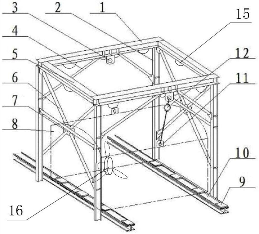 Boiler mounting and hoisting device with electric fan