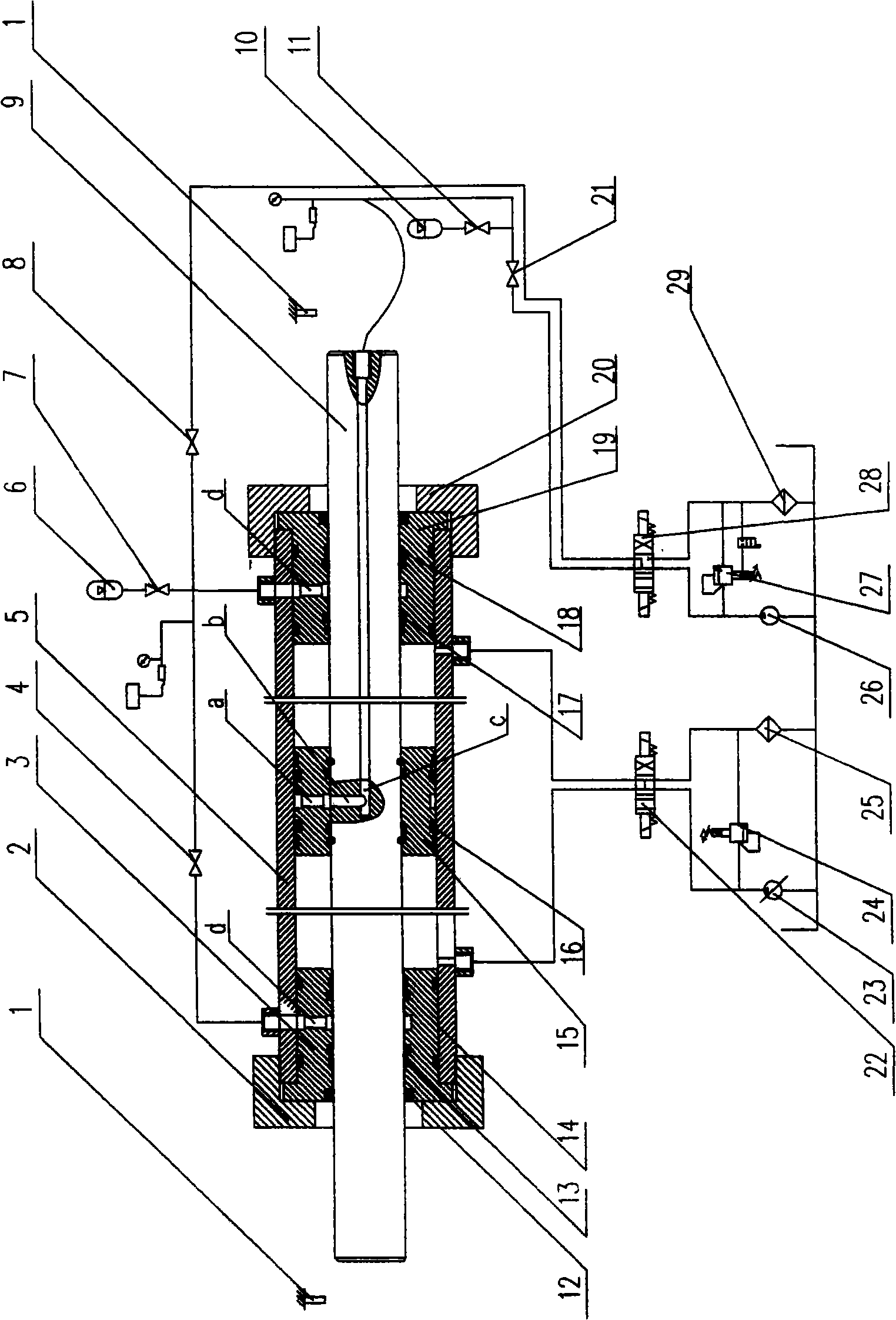 Energy-saving hydraulic sealing experimental bench and method thereof
