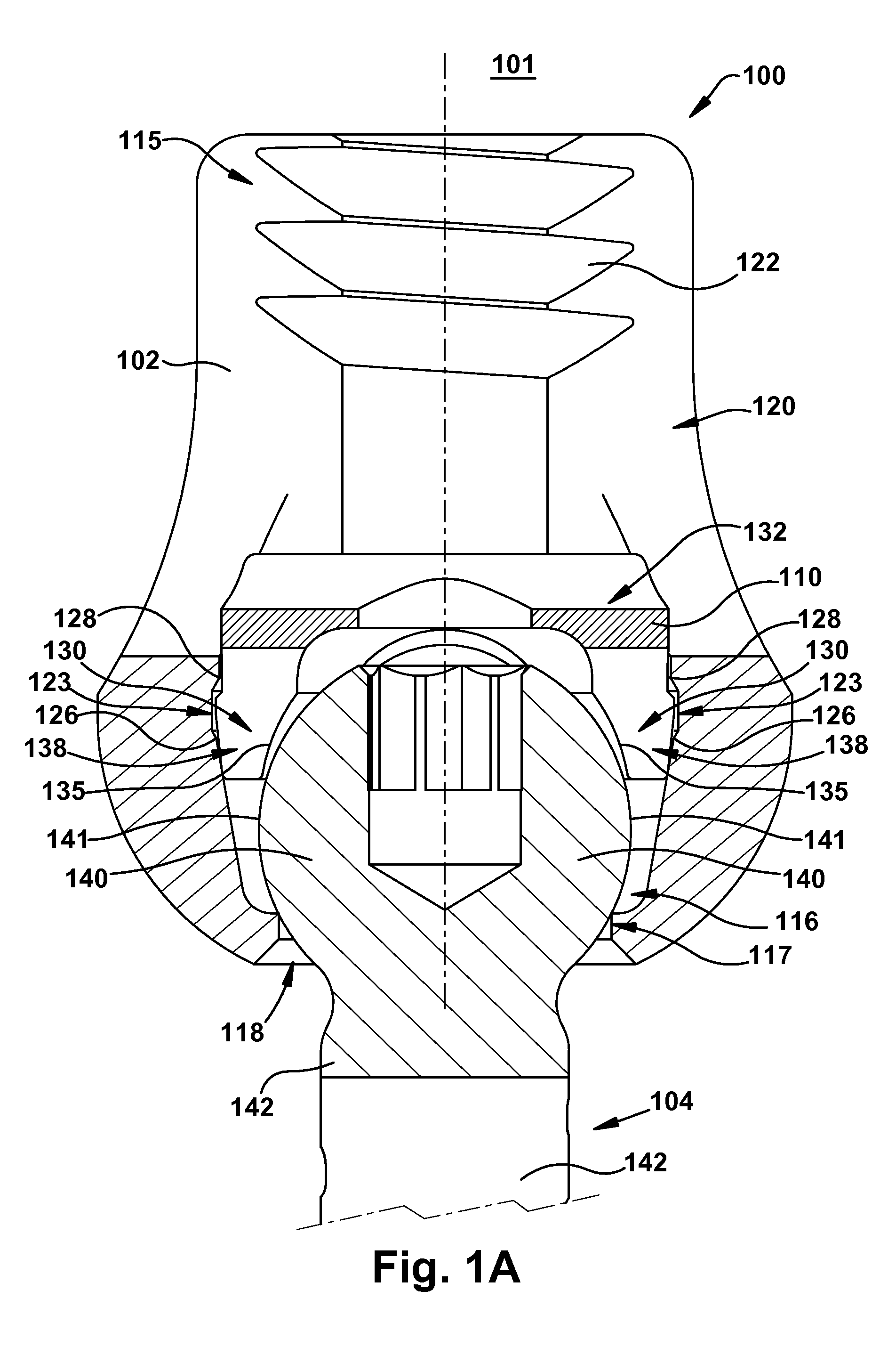 Spinal fixation assembly with intermediate element
