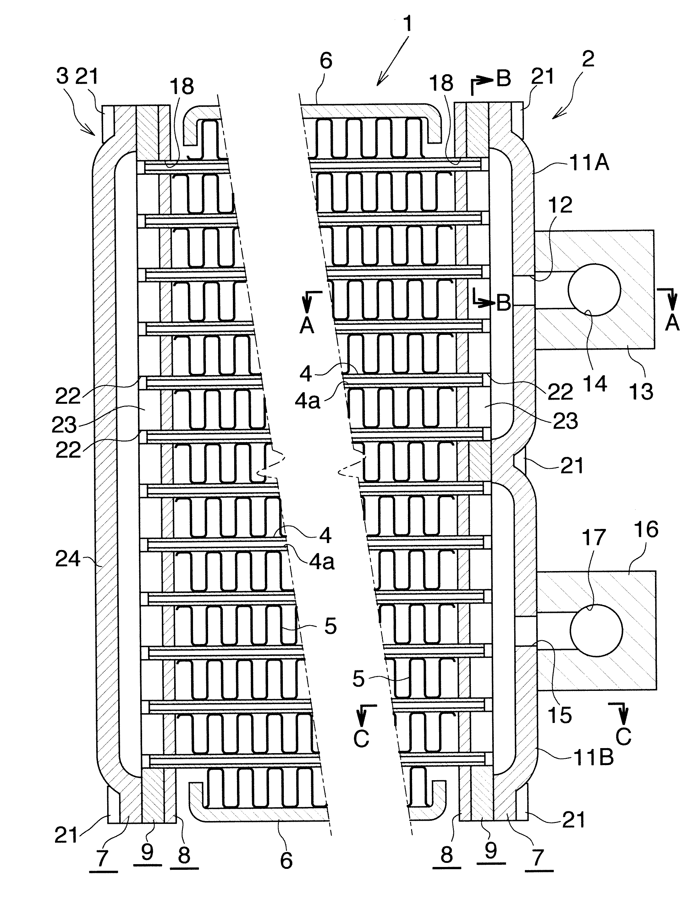 Heat exchanger and method of manufacturing outside plate used for header tanks of heat exchanger