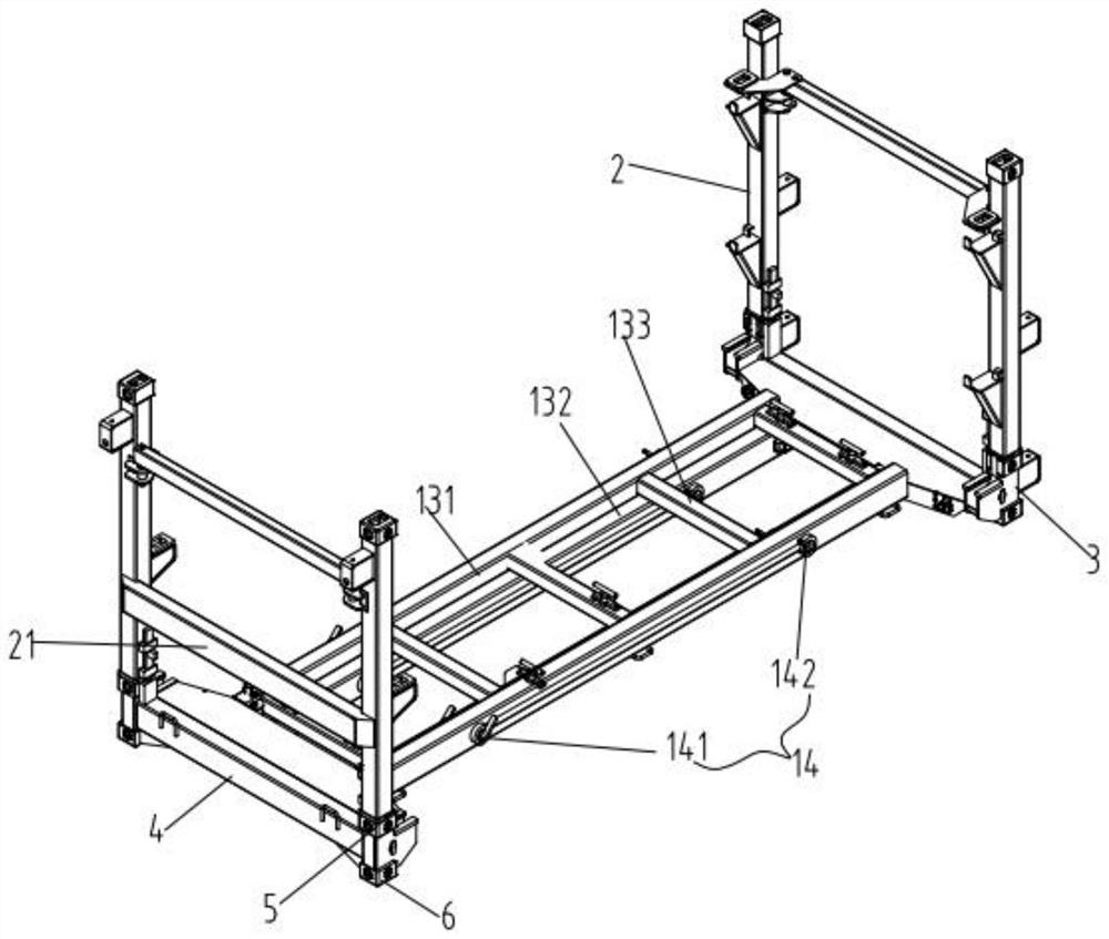 Container with folding telescopic structure