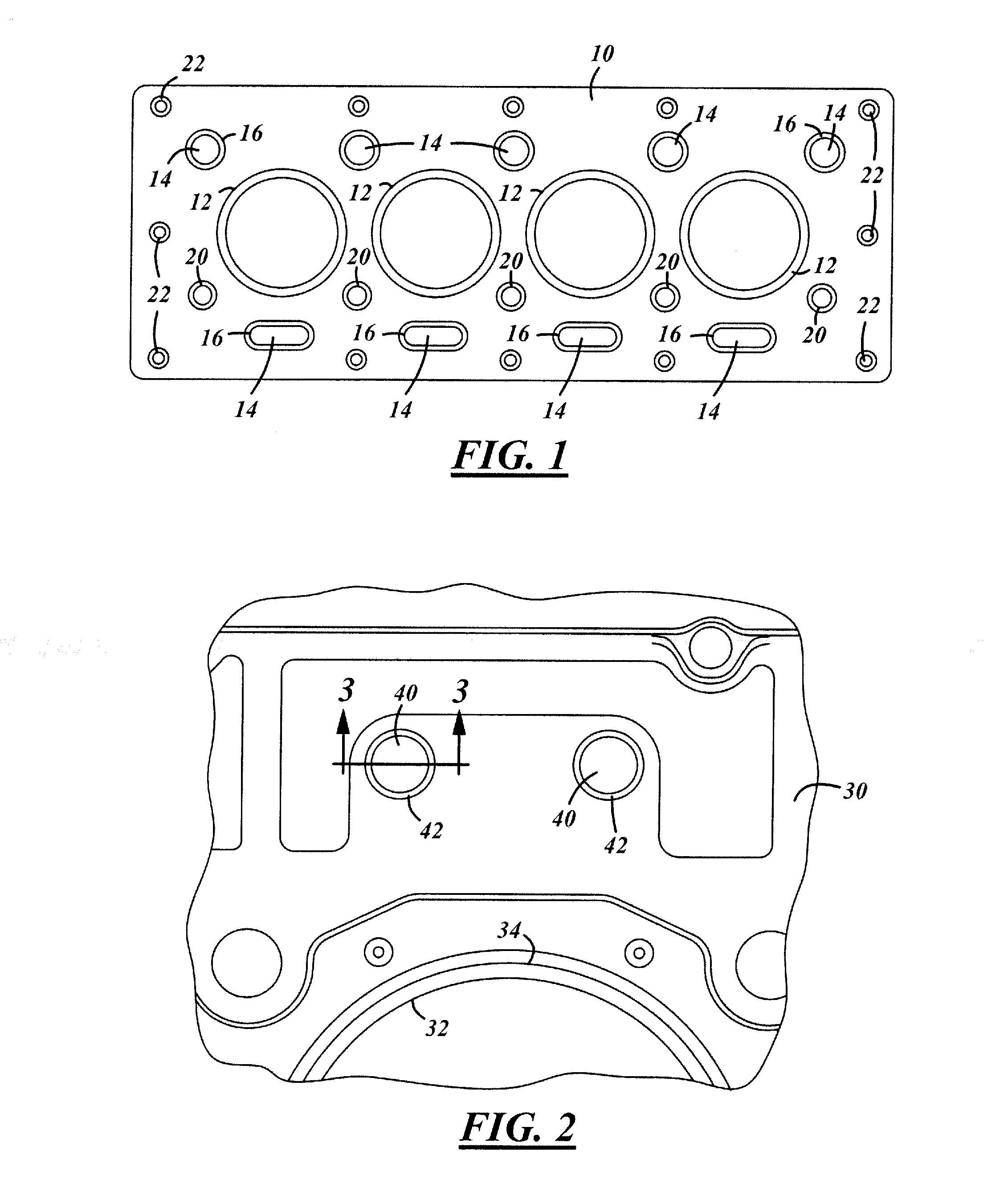 Cylinder head gaskets with push-rod eyelets