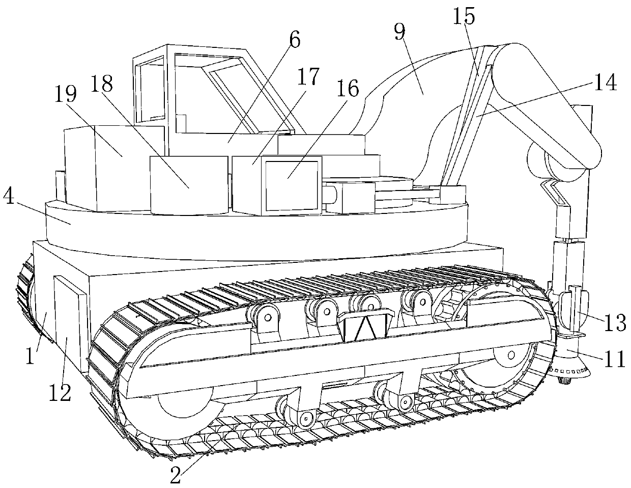 Crushing device for road construction