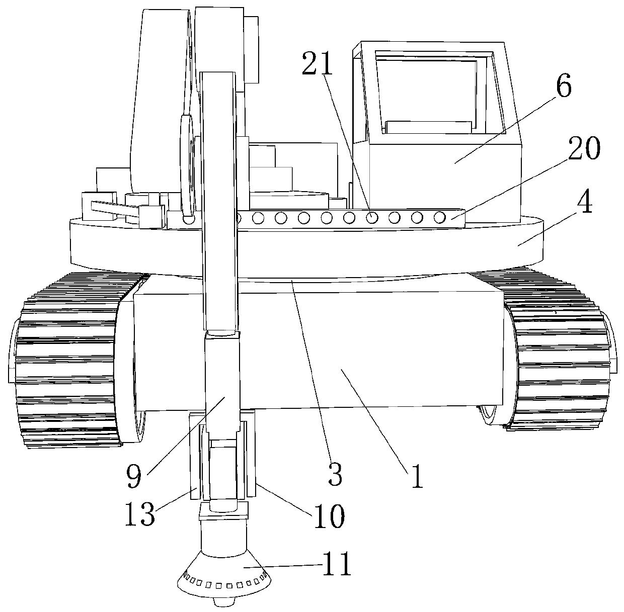 Crushing device for road construction