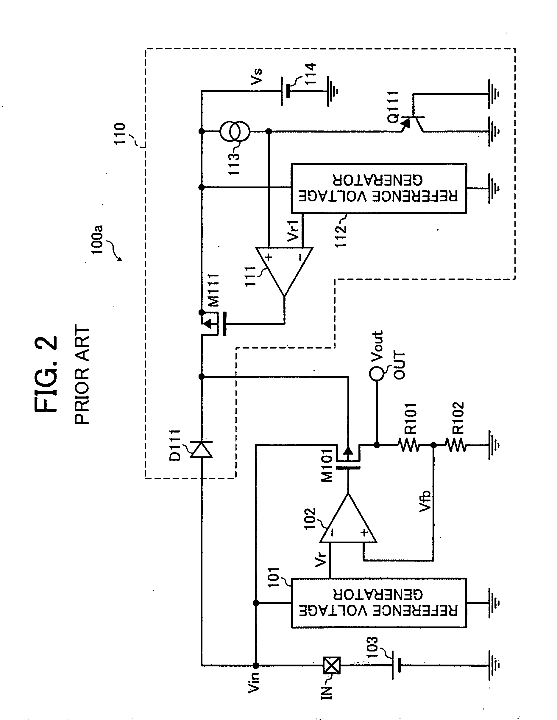 Constant voltage regulator for generating a low voltage output