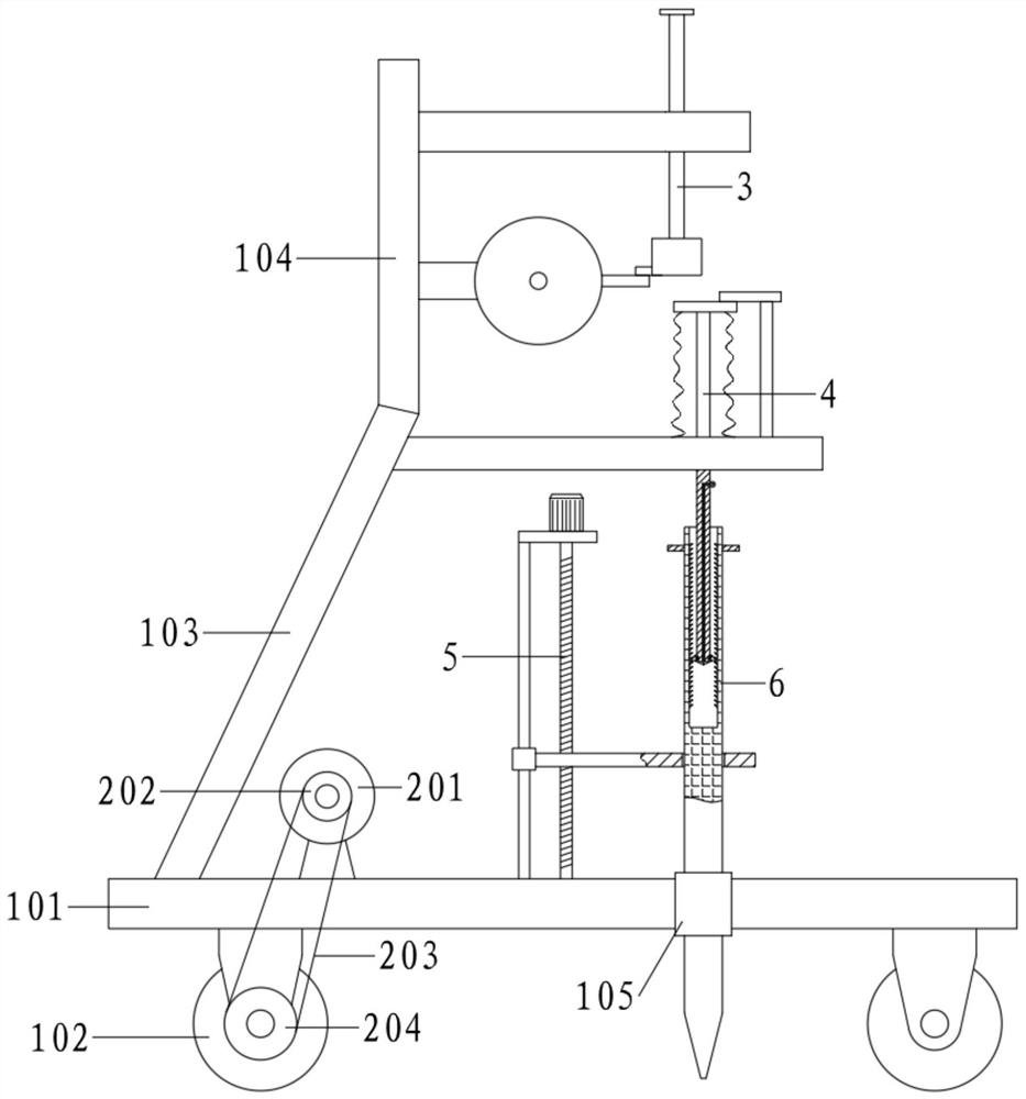 Free-falling-body-based frame column type electric lifting drill rod detection device and implementation method