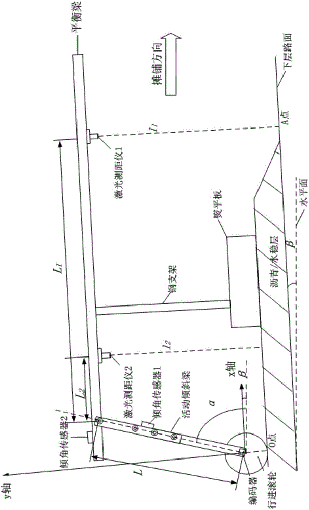 Equalizing beam type road surface paving thickness real-time monitoring device