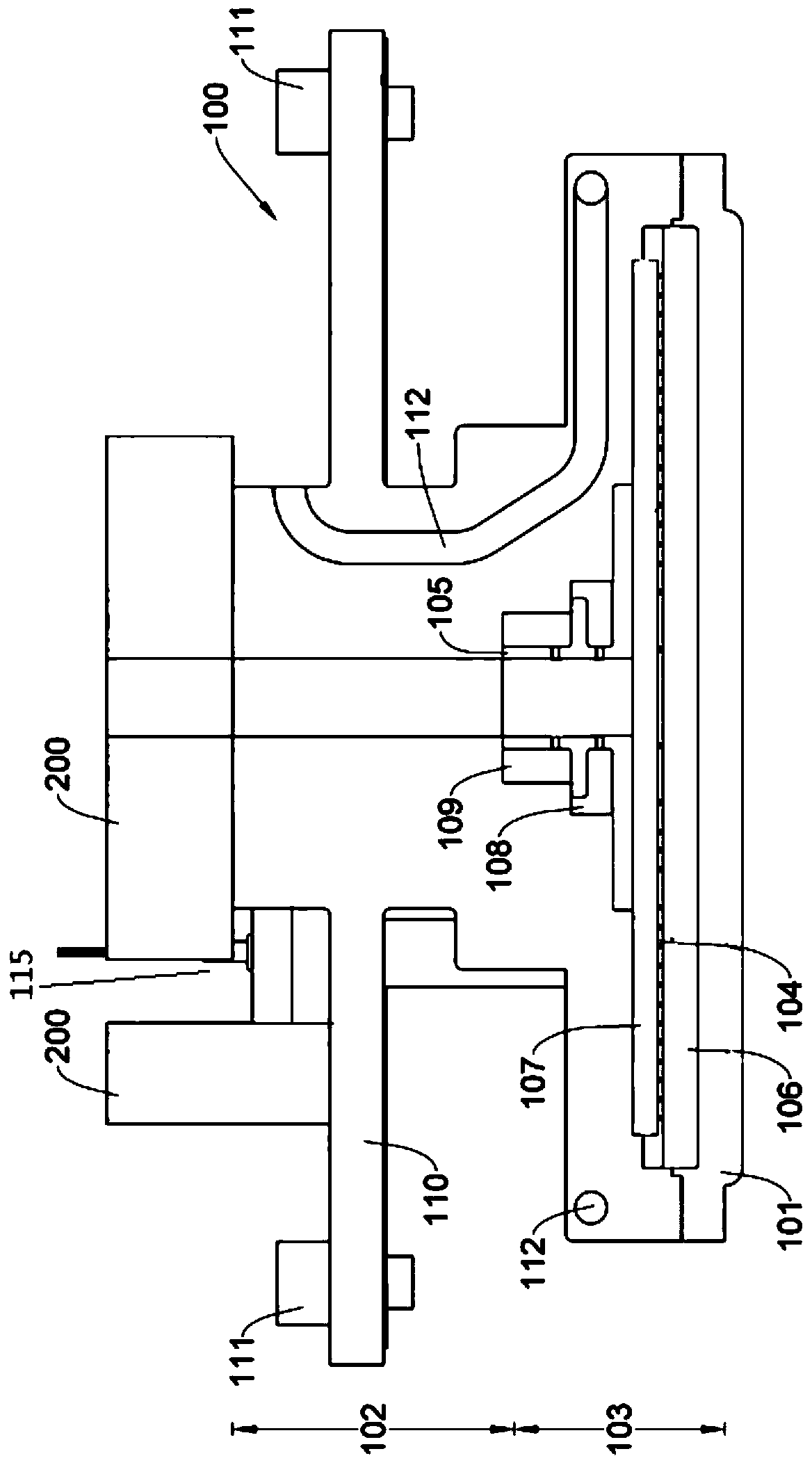 Heating device and temperature controlled spray assembly