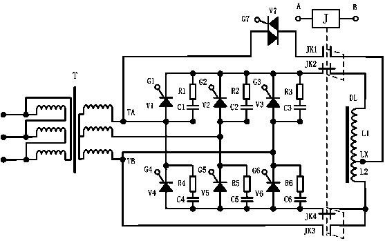 Electromagnet coil tap type charging and degaussing lifting electromagnet