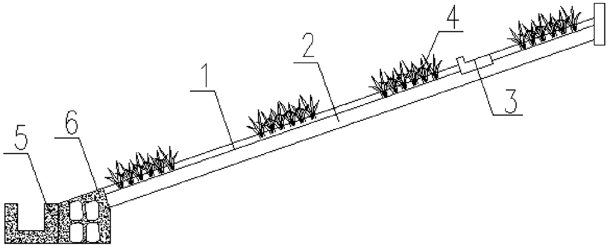 Slope protection structure with water catchment and water drainage ...