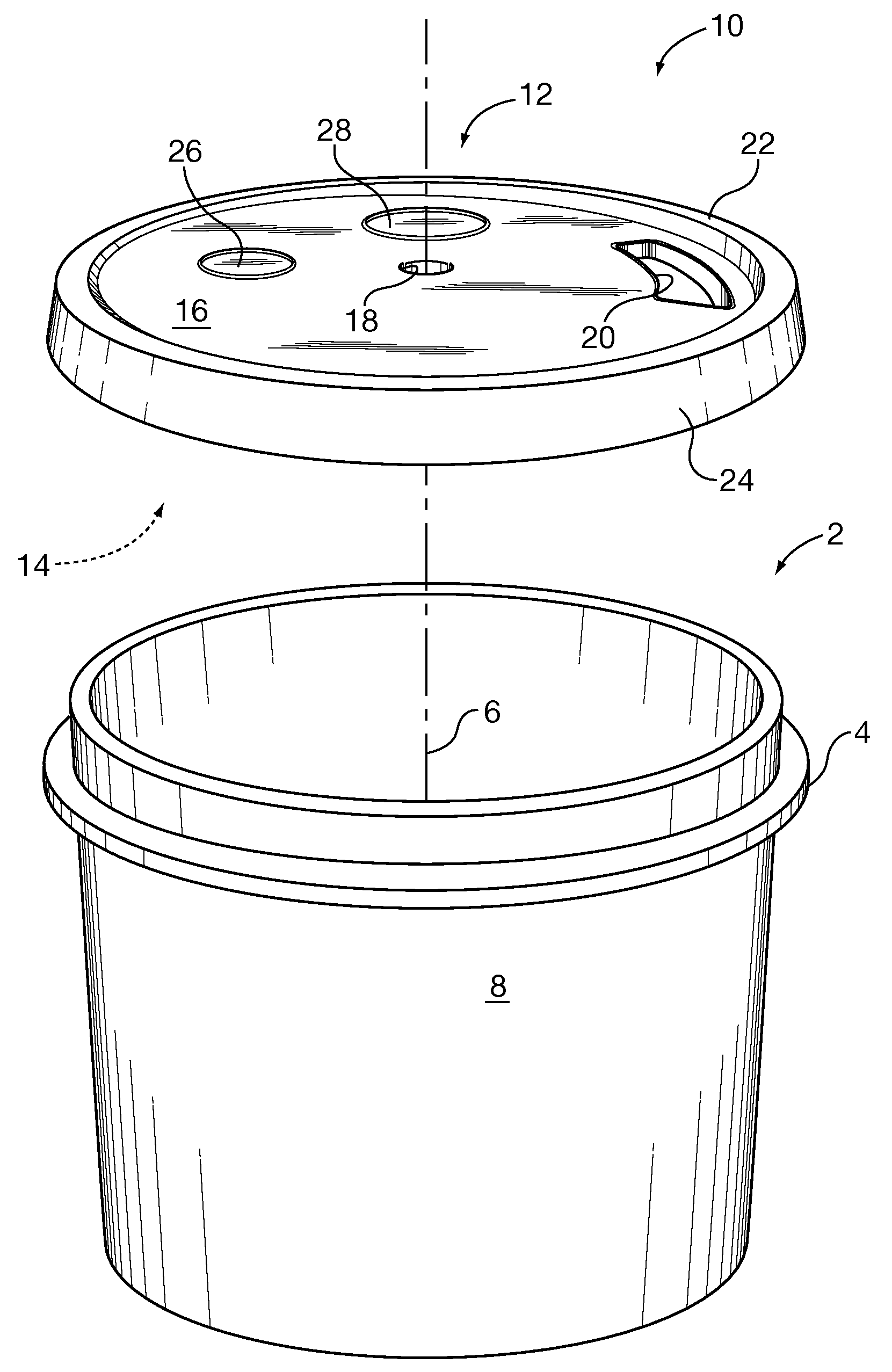 Pouring and mixing lid for cylindrical containers