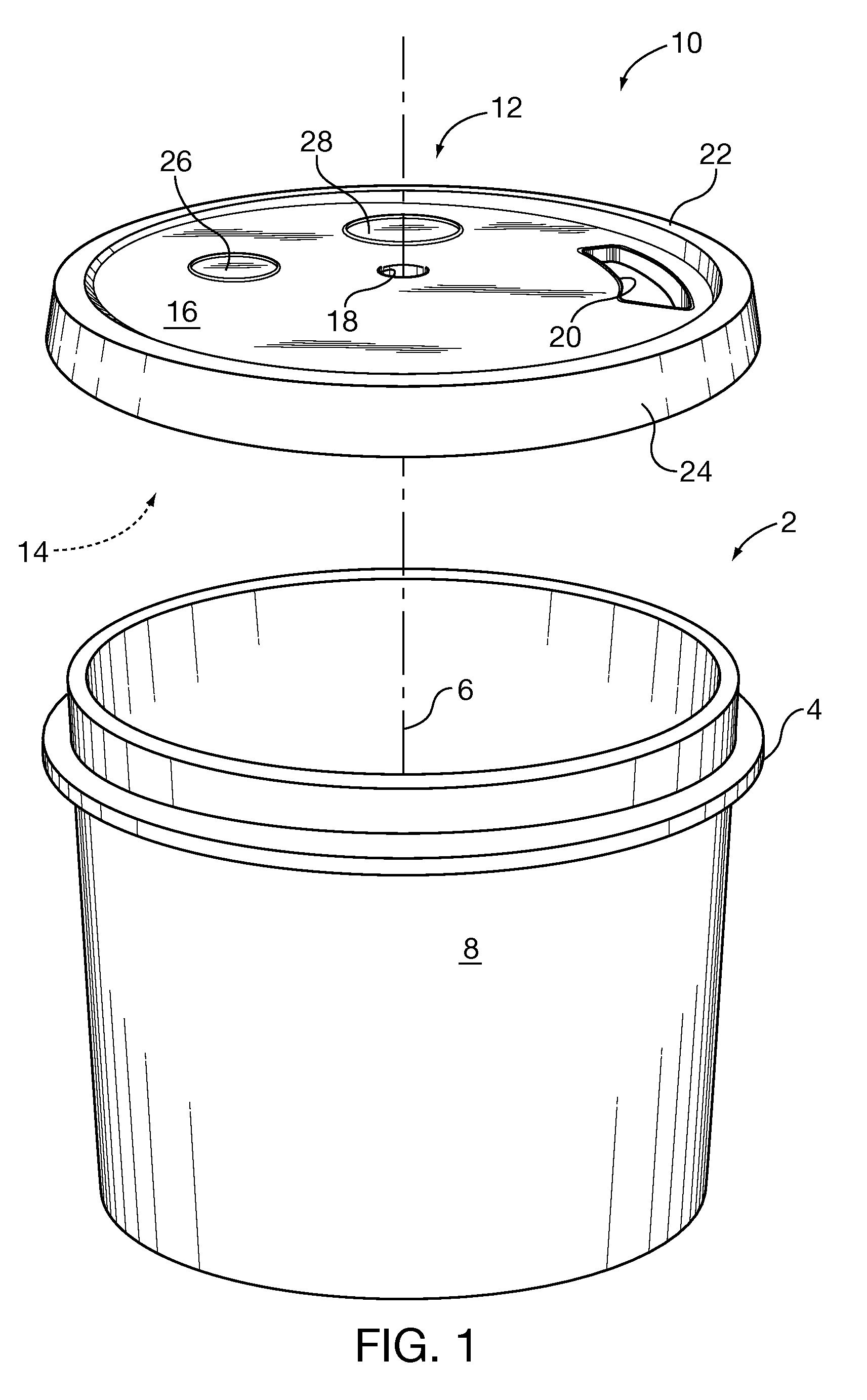 Pouring and mixing lid for cylindrical containers