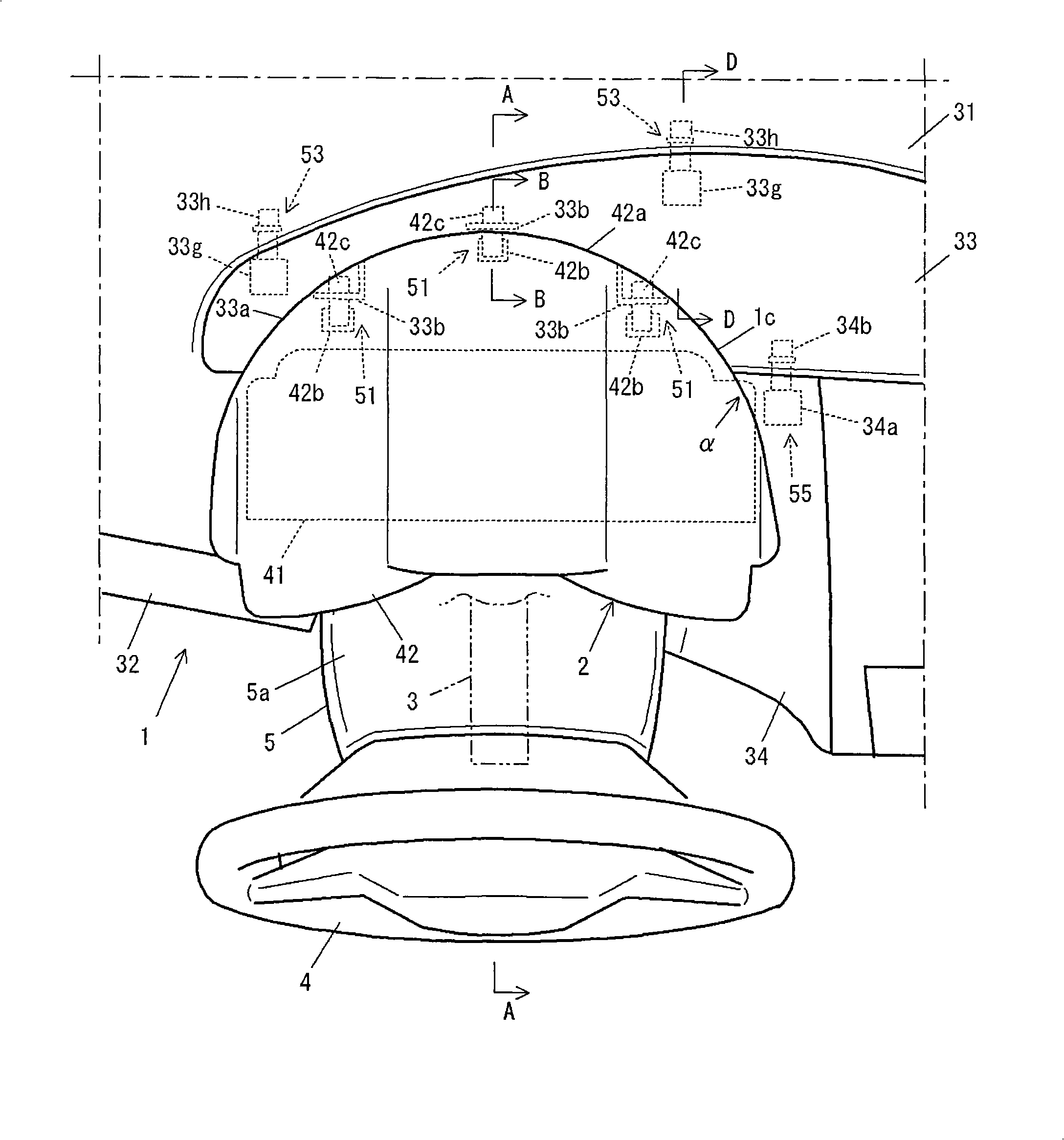 Structure of instrument panel area of vehicle