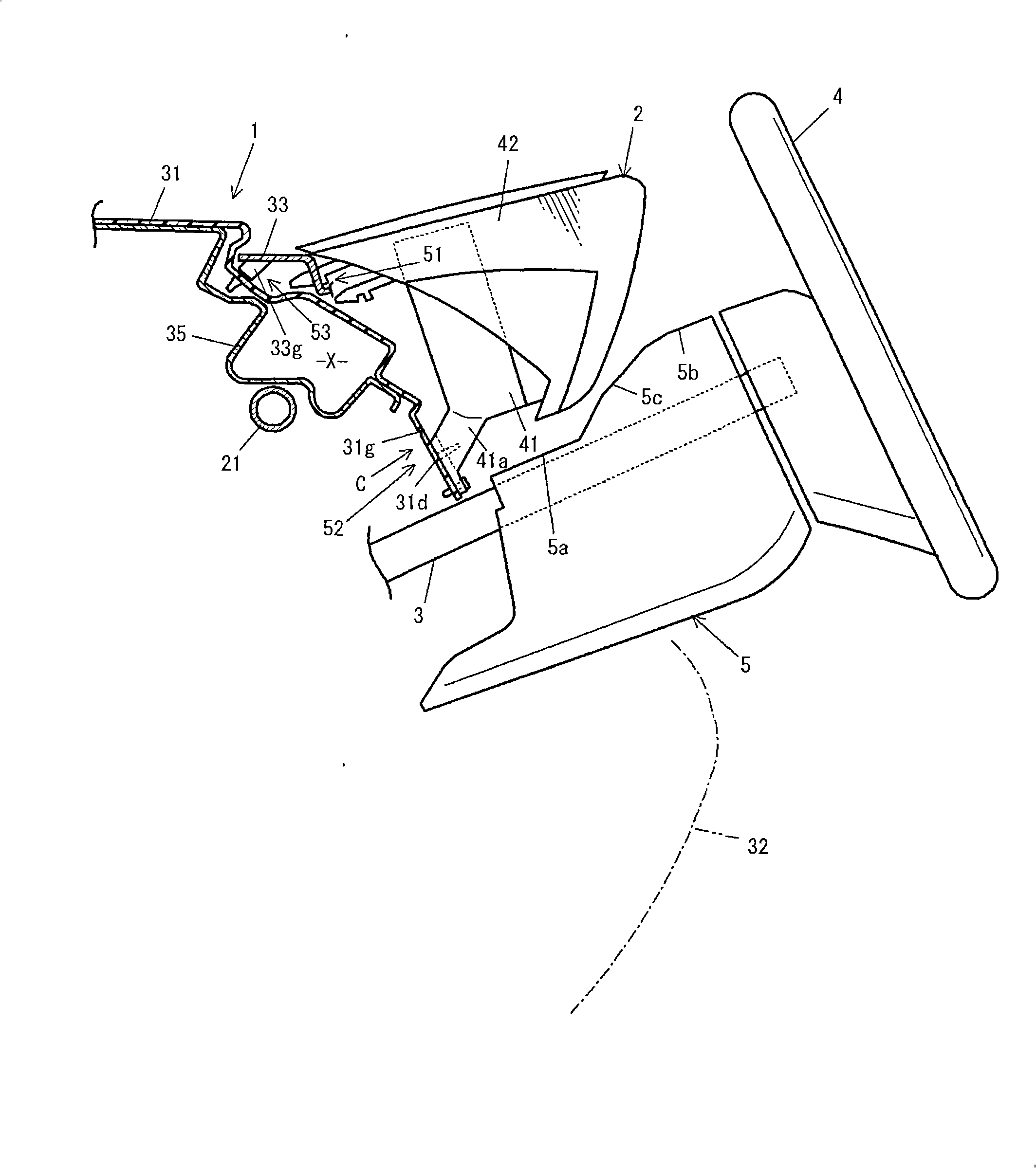 Structure of instrument panel area of vehicle