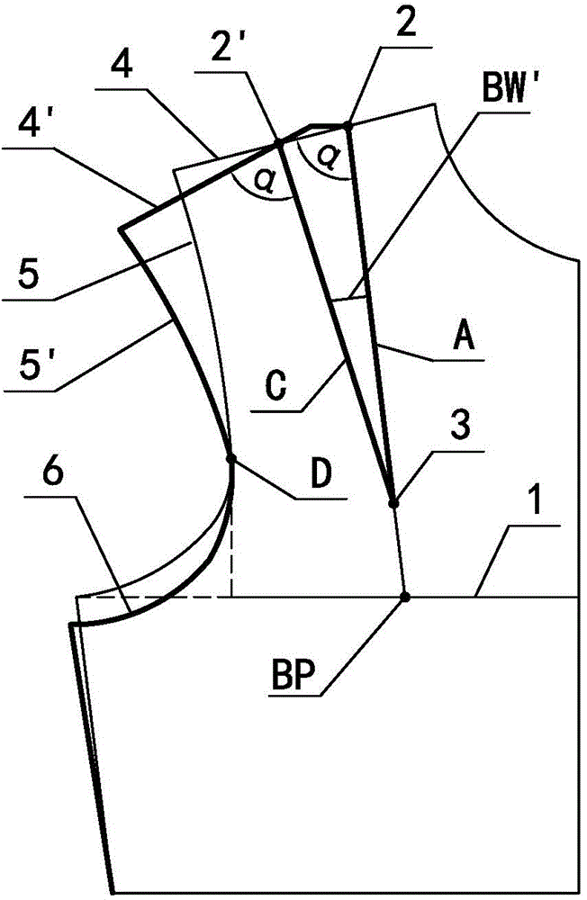 Clothing shoulder-bust dart variant ratio original number clipping method