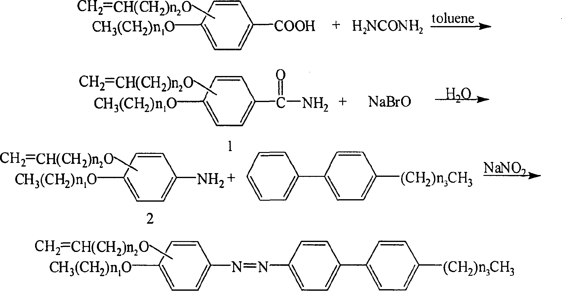 Azo-like liquid crystal monomer with reaction character and preparation method thereof