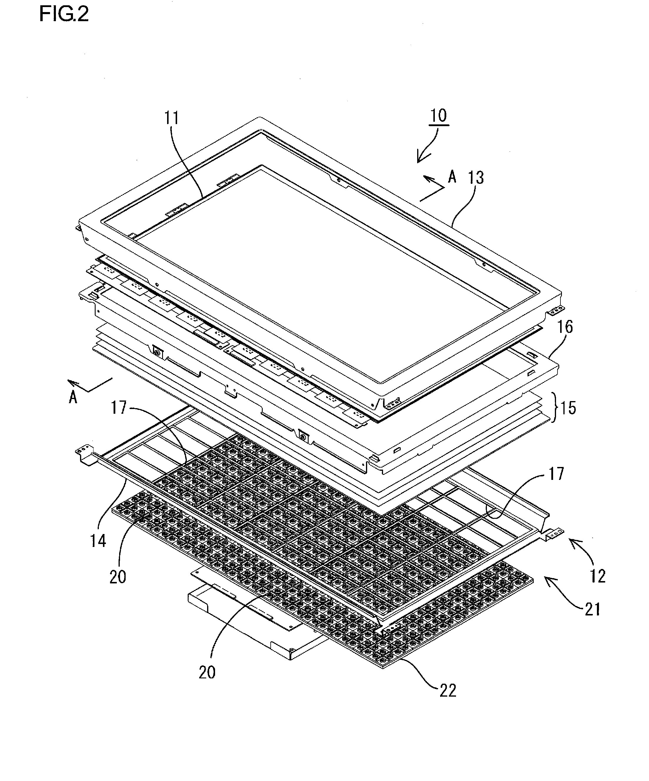 Lighting device for display device, display device, and television receiver