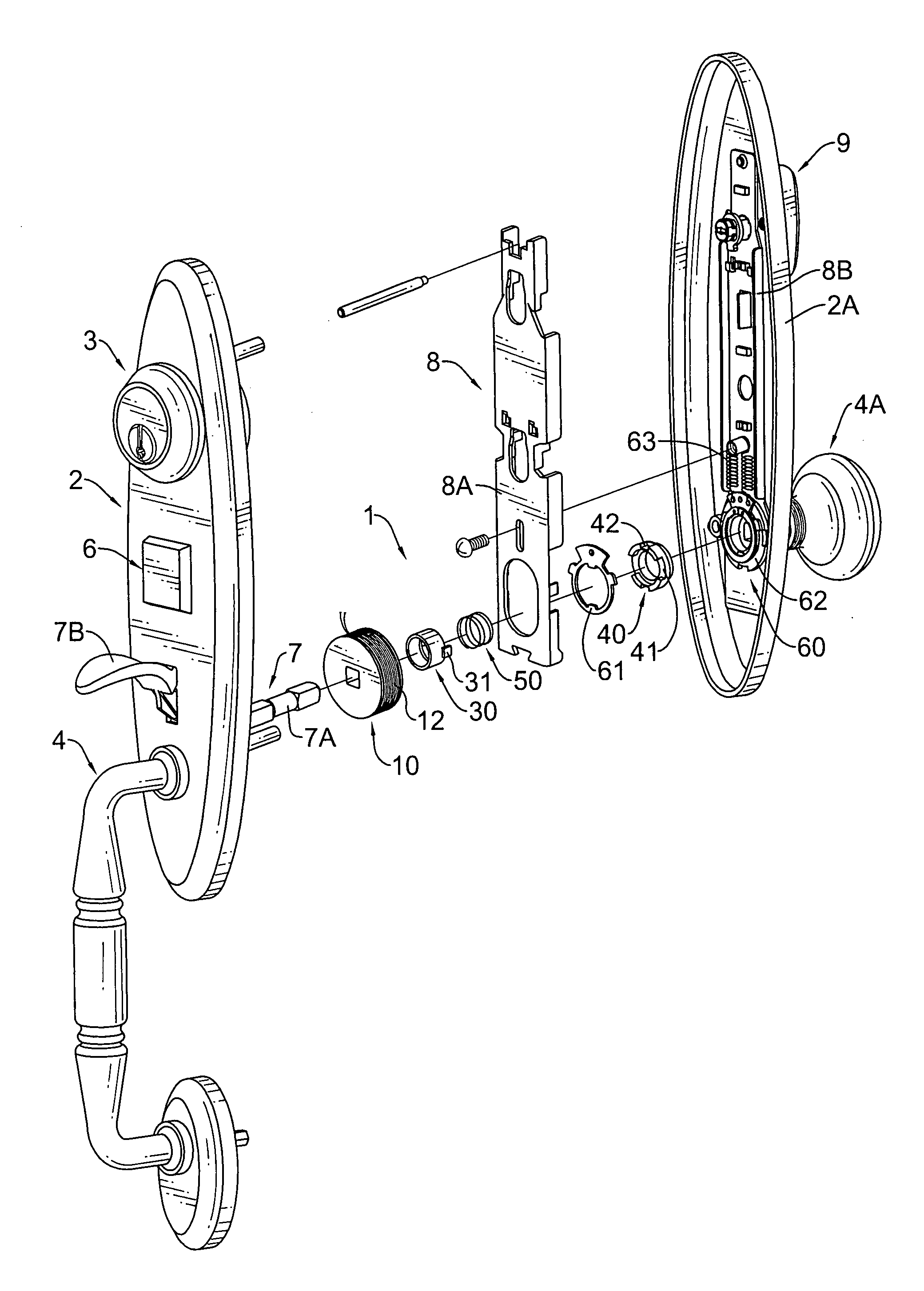 Transmission device for a door lock