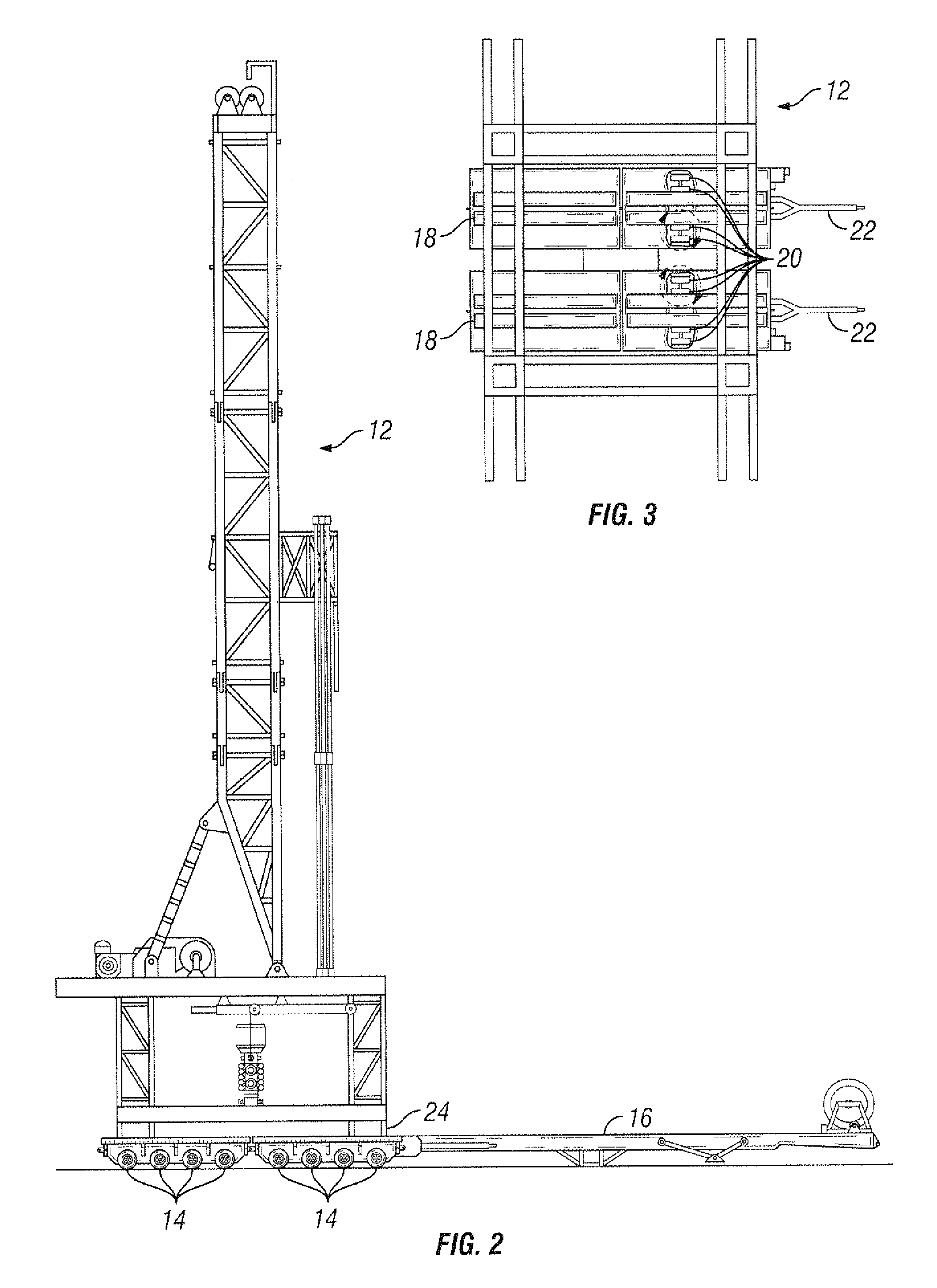 Drilling rig with hinged, retractable outriggers
