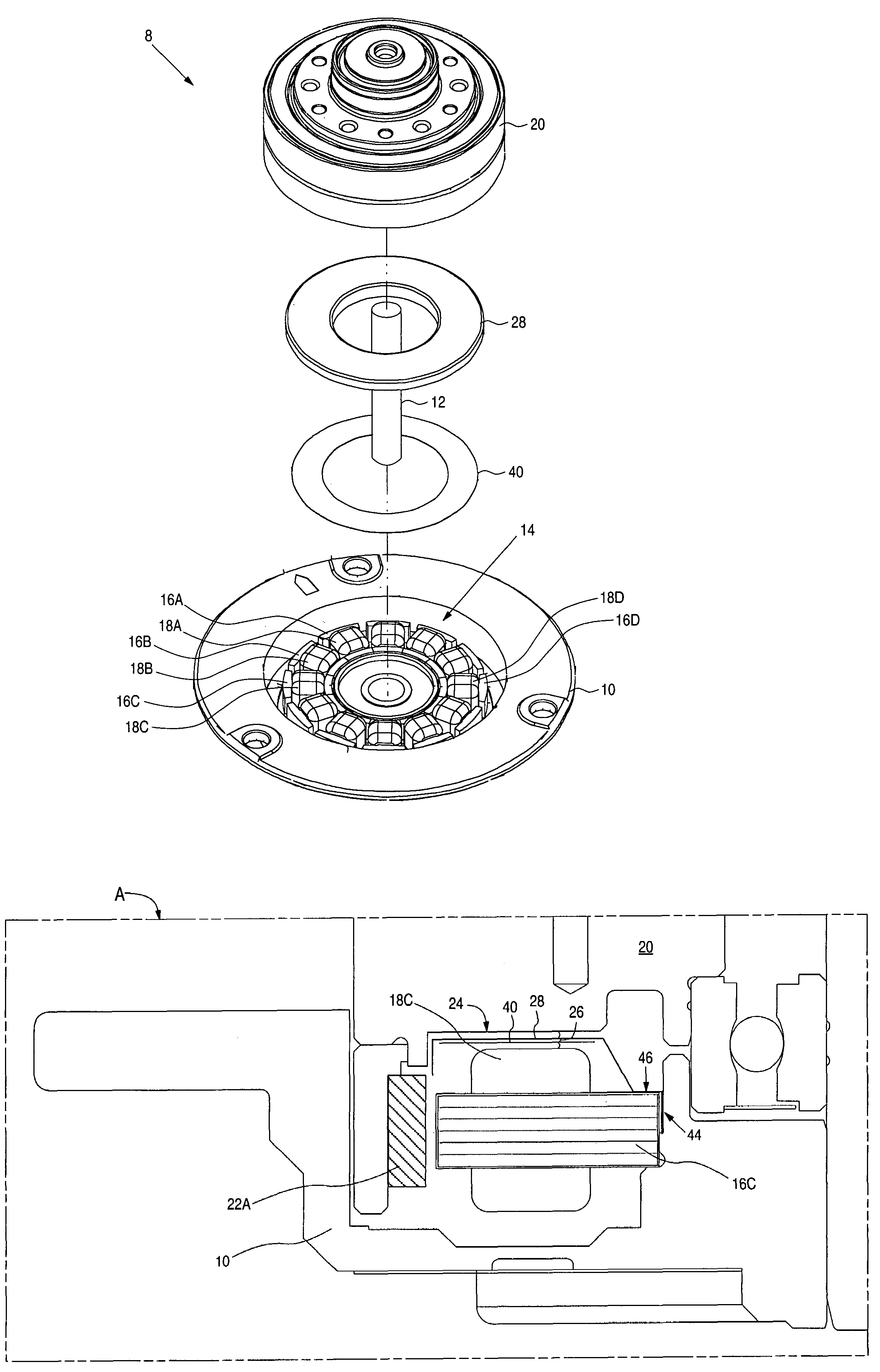 Disk drive comprising a spindle motor having a windings shield for reduced disk voltage coupling