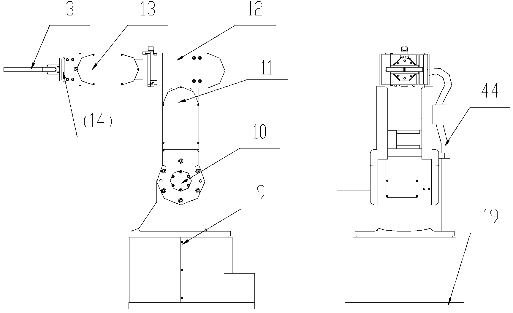 Six-degree-of-freedom medium serial teaching robot