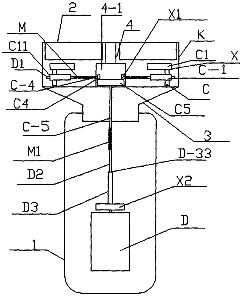 The transmission device of the electric shaver with the changing angles of the heads forming an angle with each other