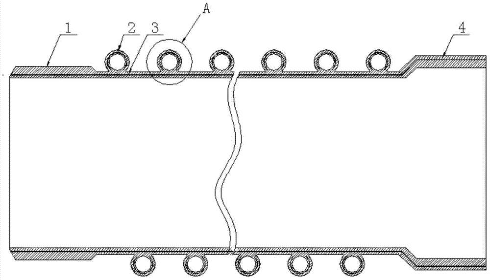 Polythene glass fiber winding structure wall tube stock and production method thereof