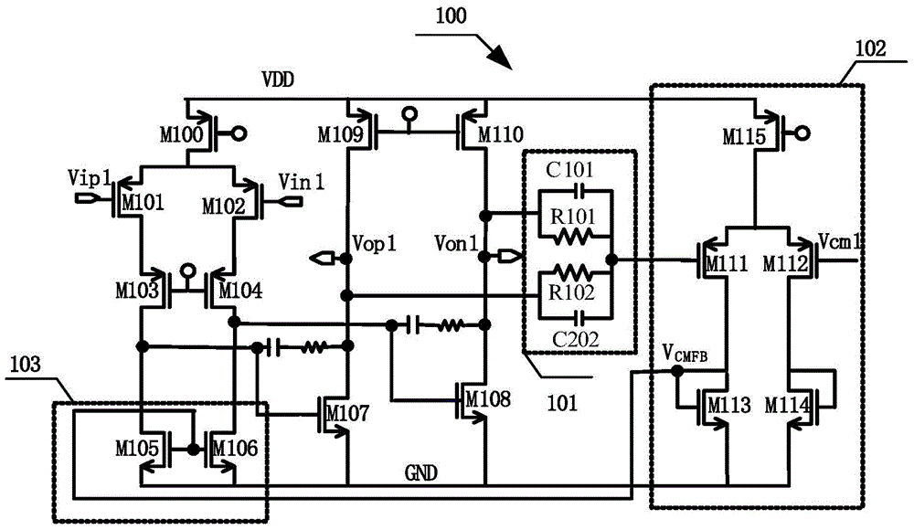 A continuous-time common-mode feedback circuit for a two-stage differential amplifier