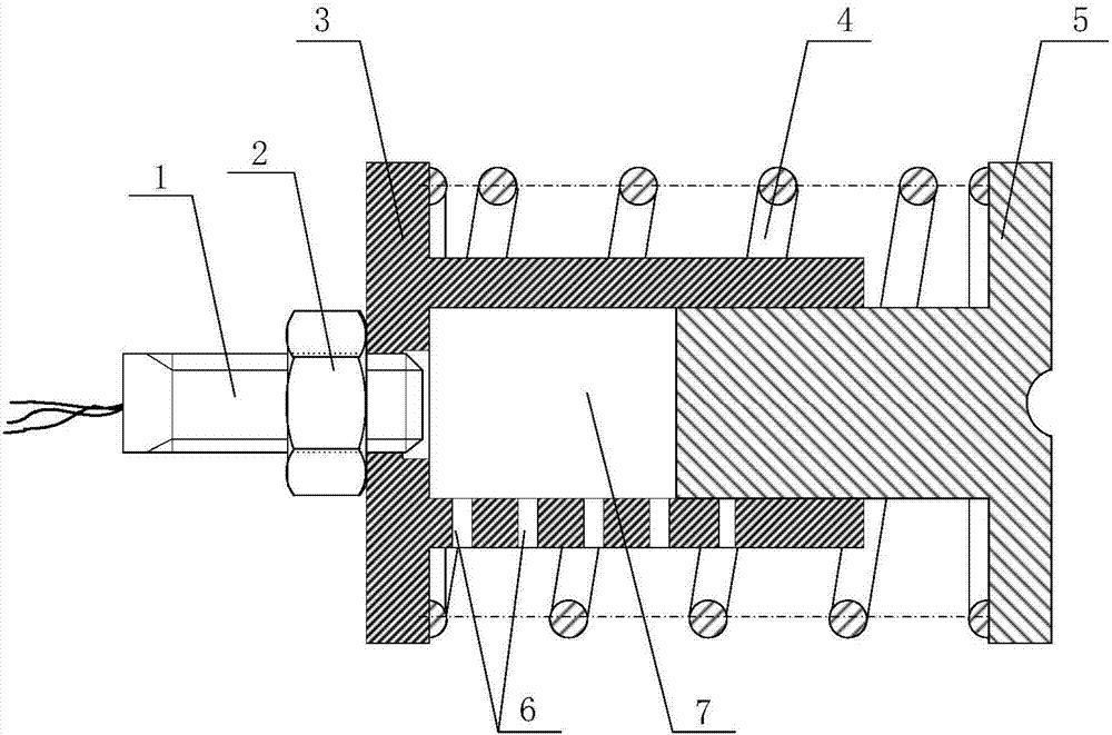 A swash plate spring device capable of attenuating high-frequency vibration of swash plate and measuring swash plate angle