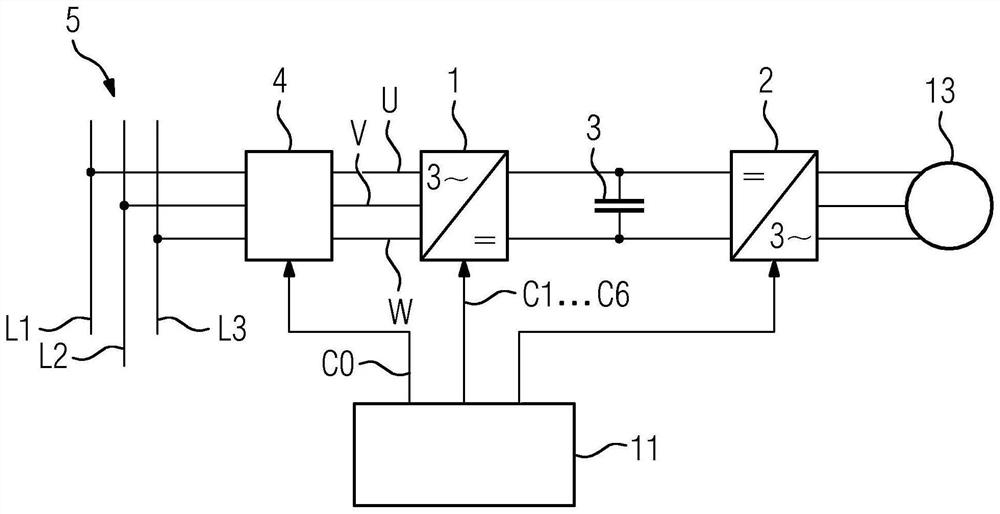 Frequency converter with simplified pre-charging circuit