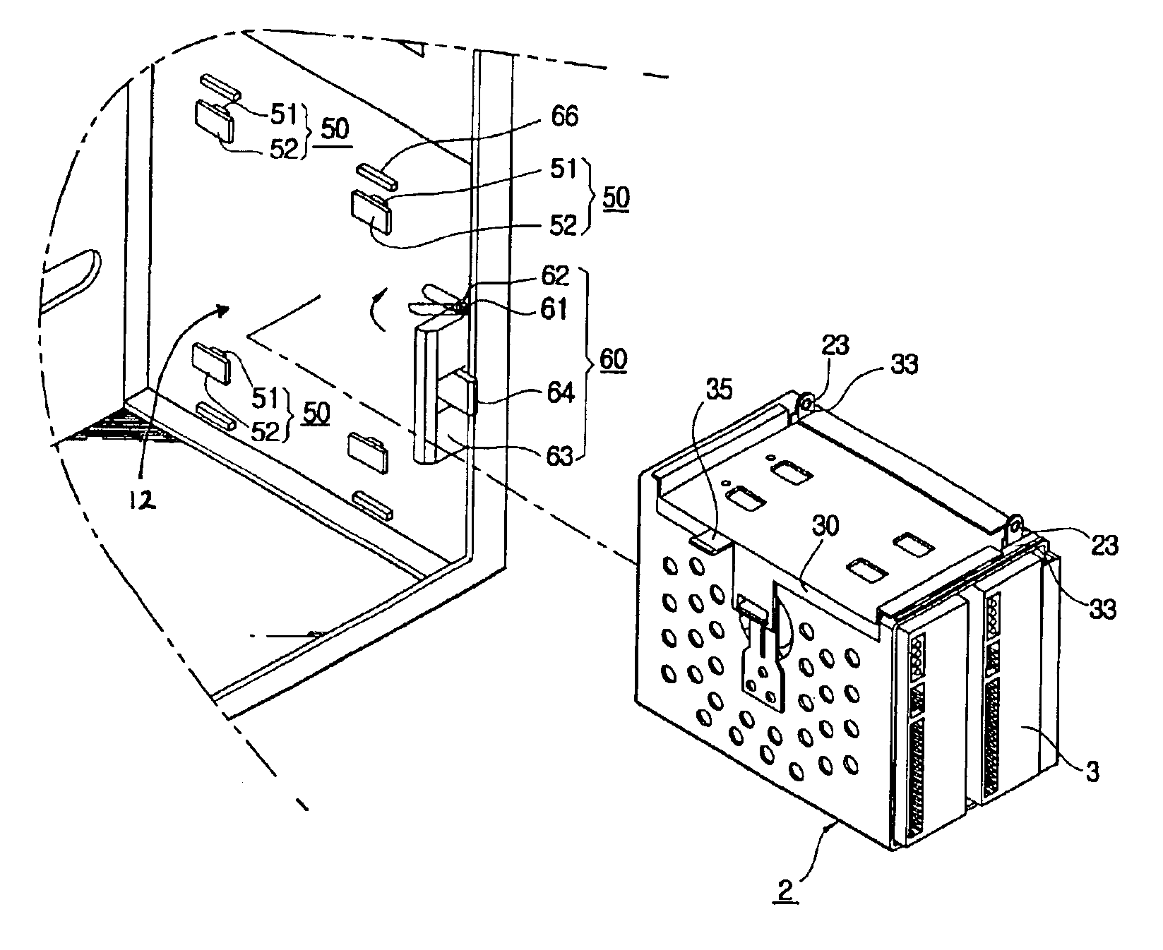 Computer cabinet with mounted hard disk casing and hard disks