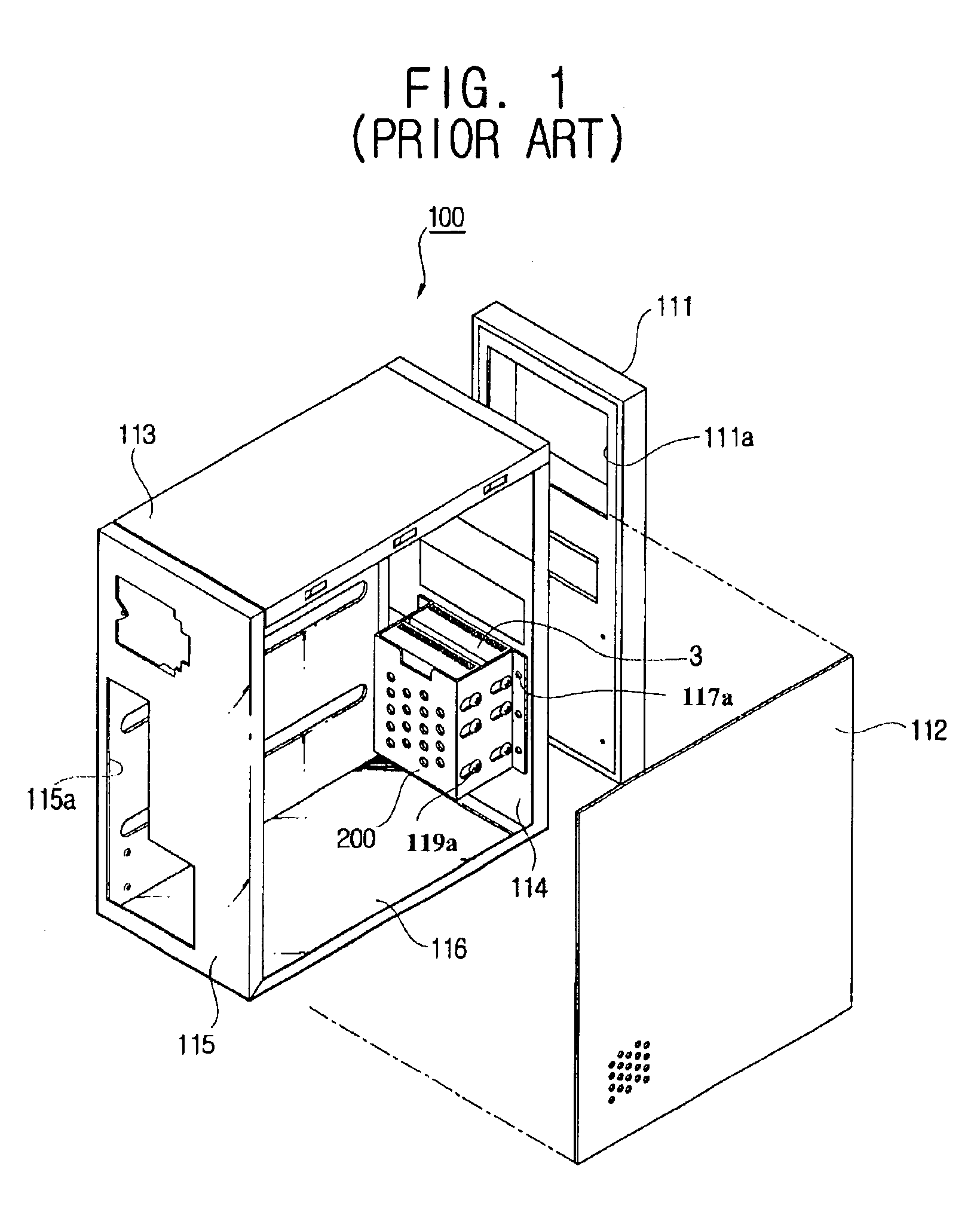 Computer cabinet with mounted hard disk casing and hard disks