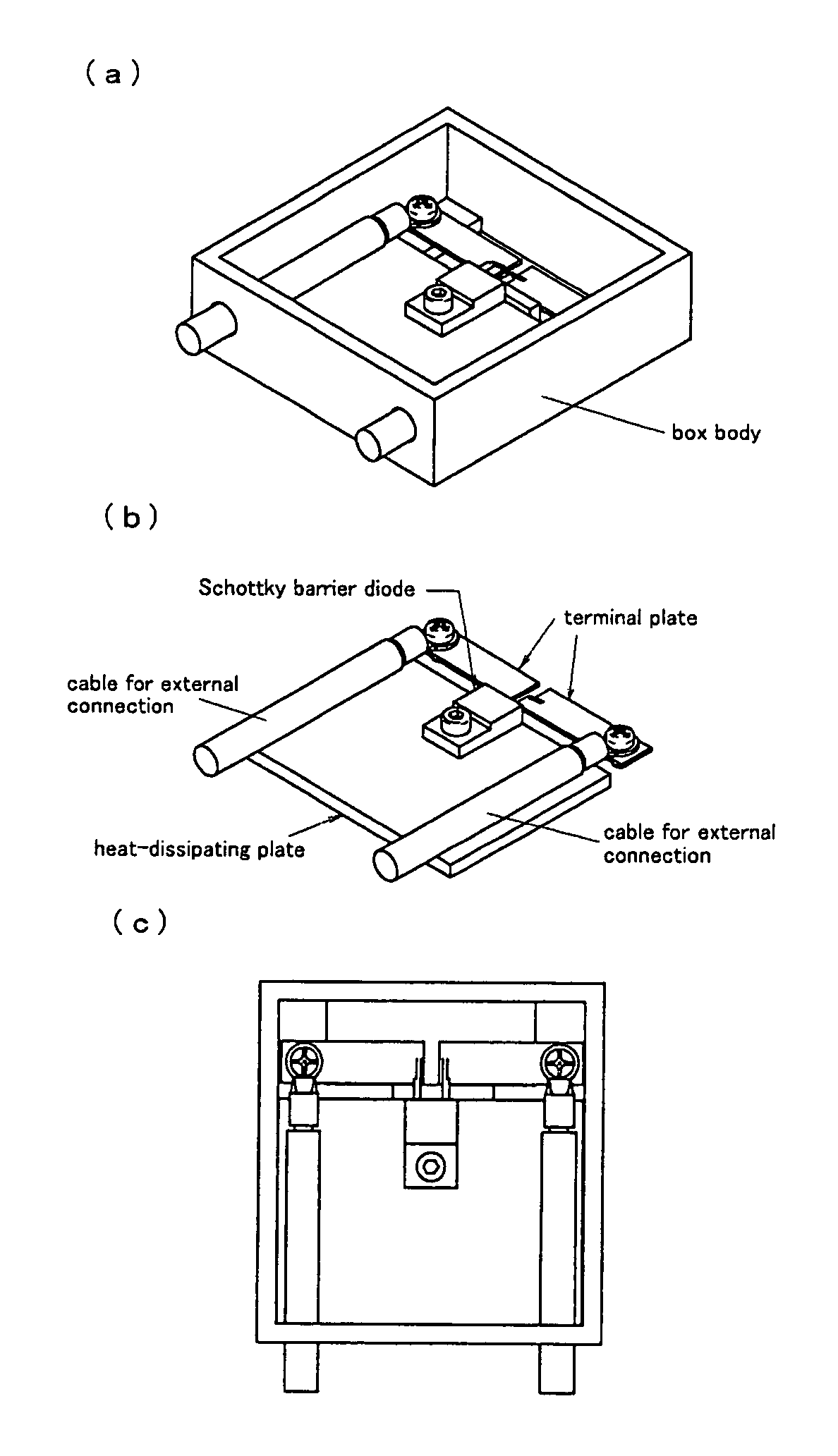 Terminal box for a solar cell panel