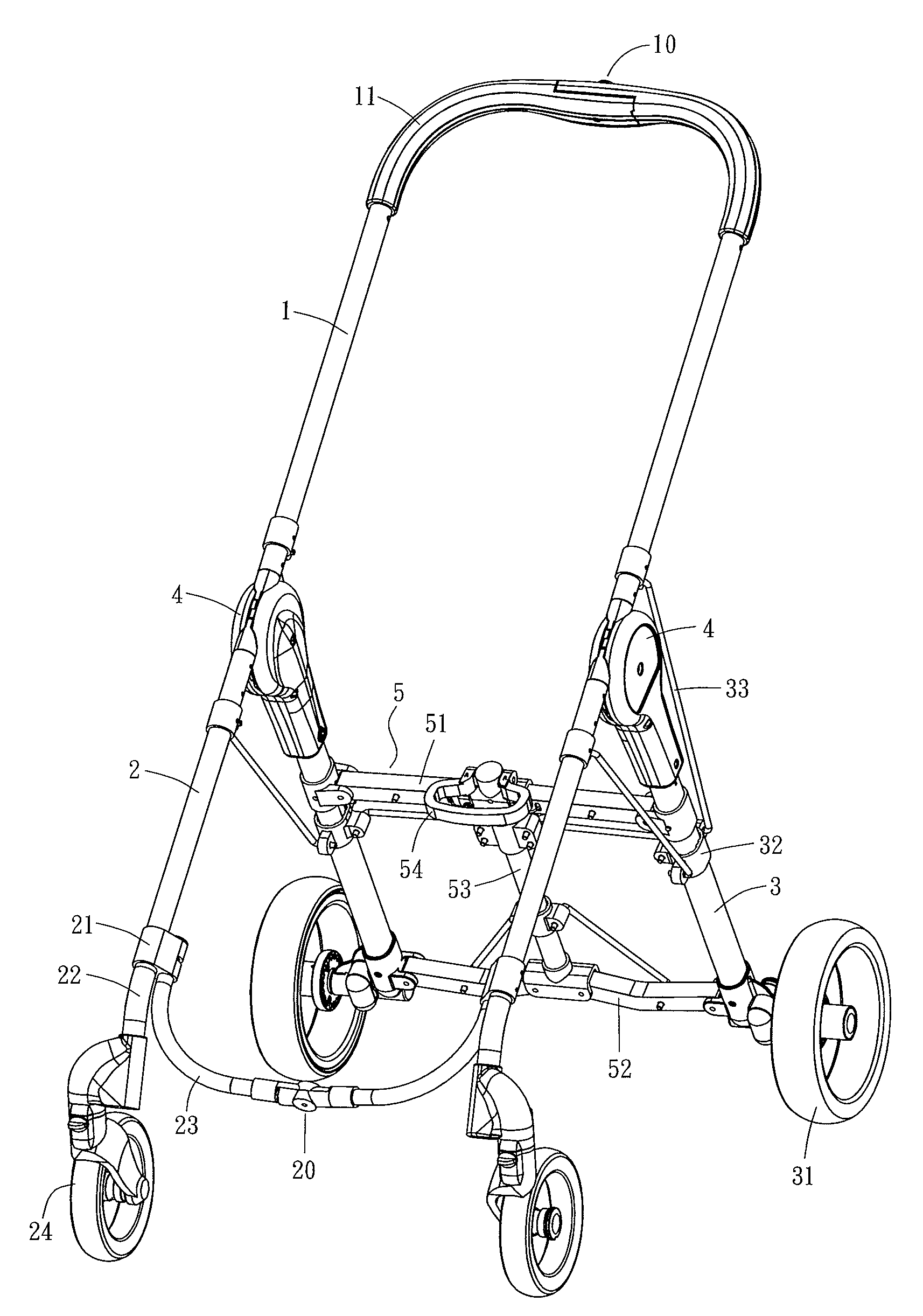 Baby stroller folding device