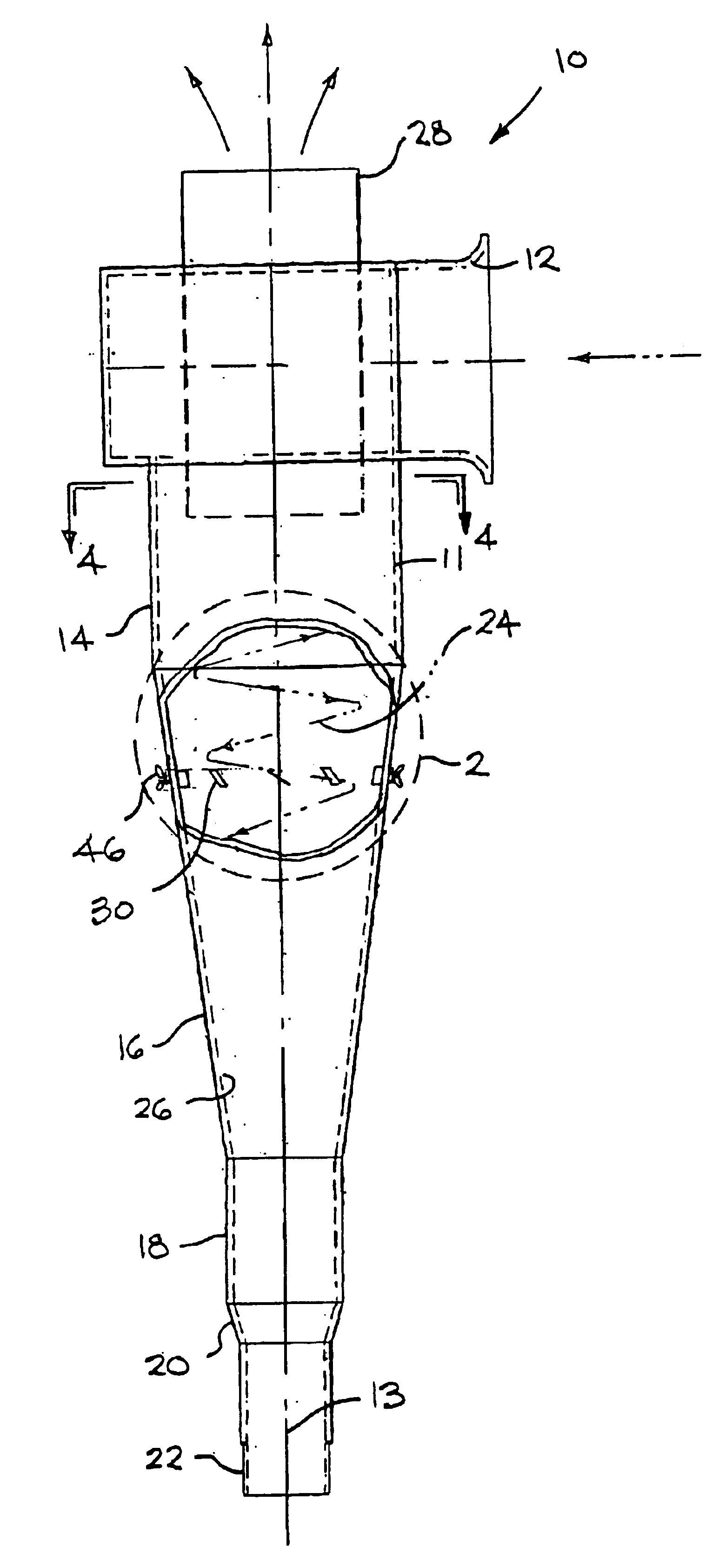 Cyclone separator with surface vanes