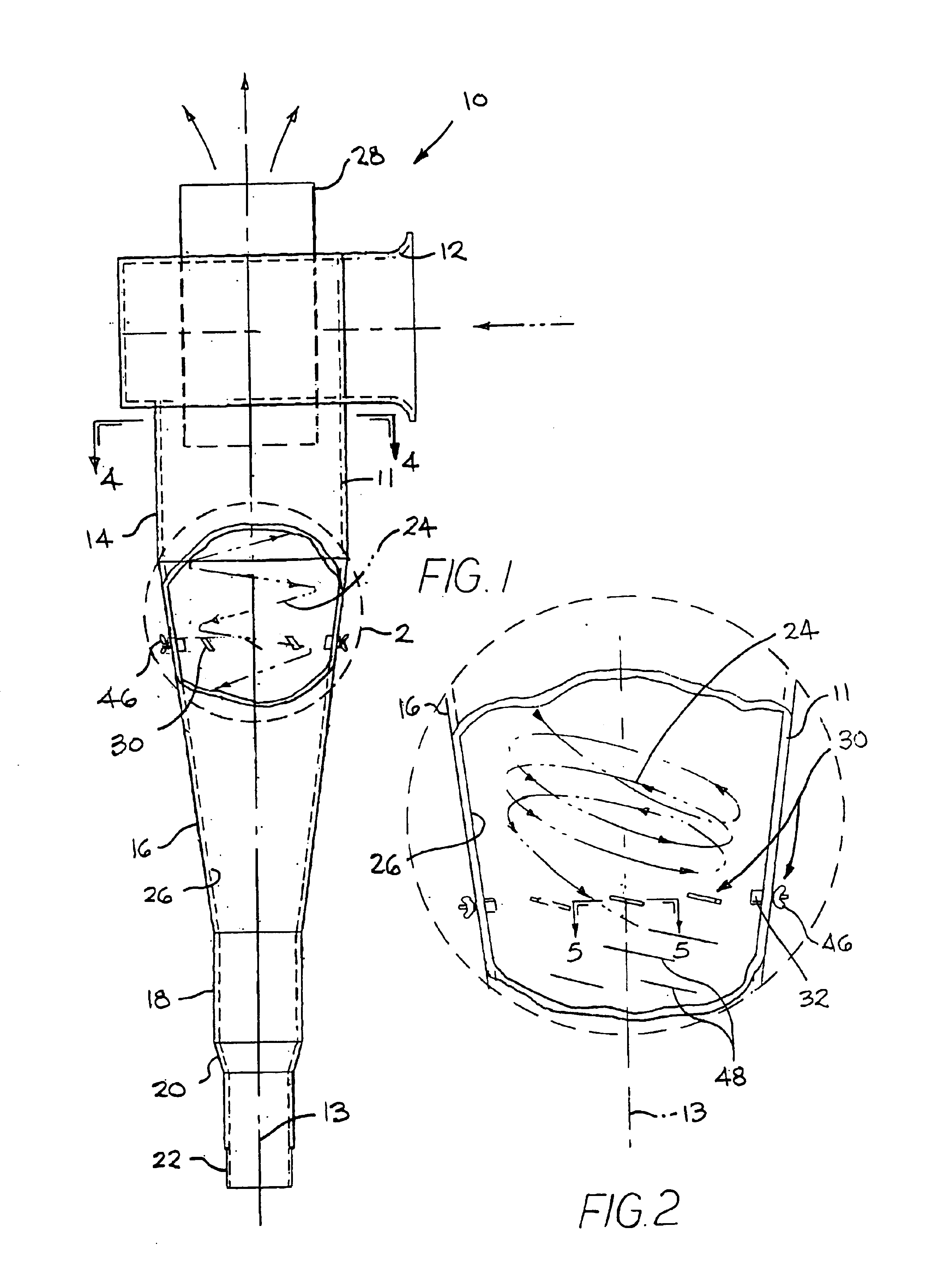 Cyclone separator with surface vanes