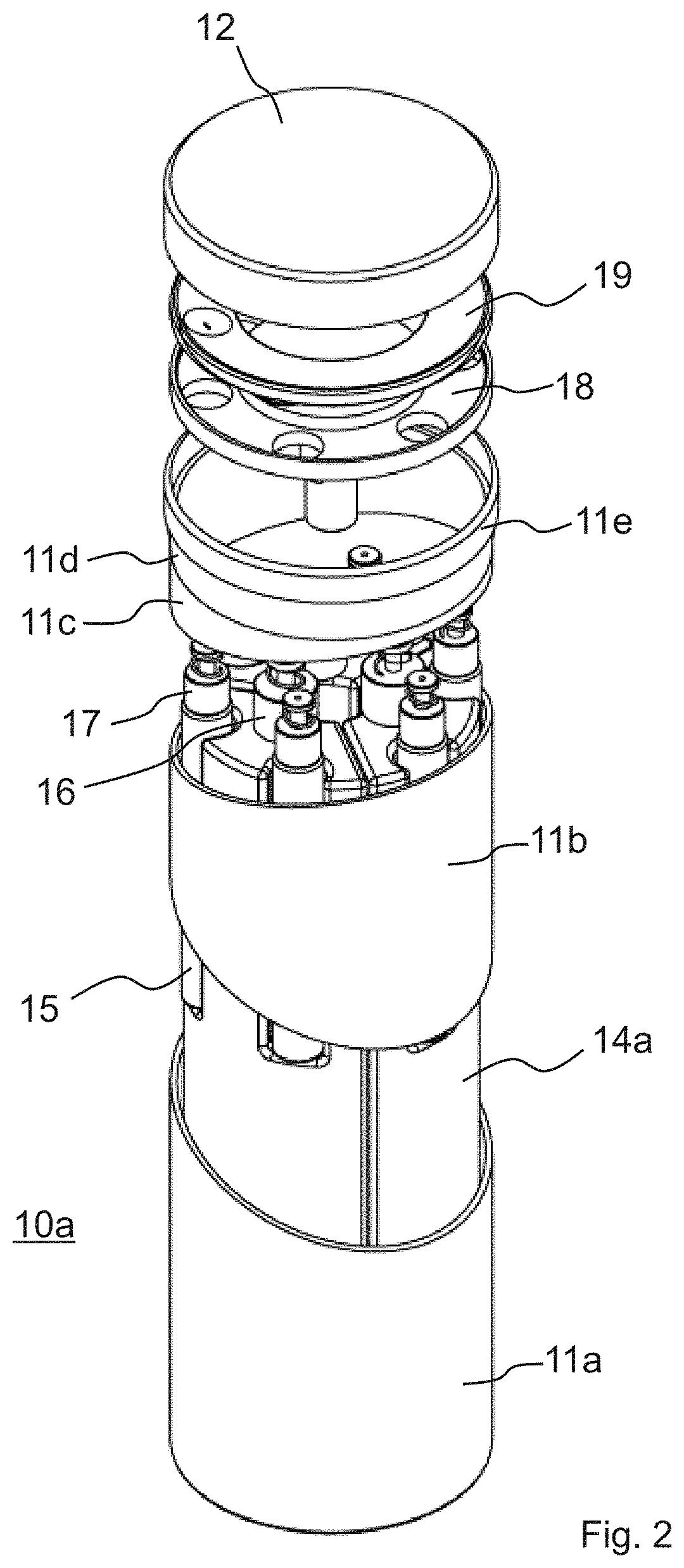 Device for dispensing a formulation of at least two compounds selected from a set of selectable compounds and associated container