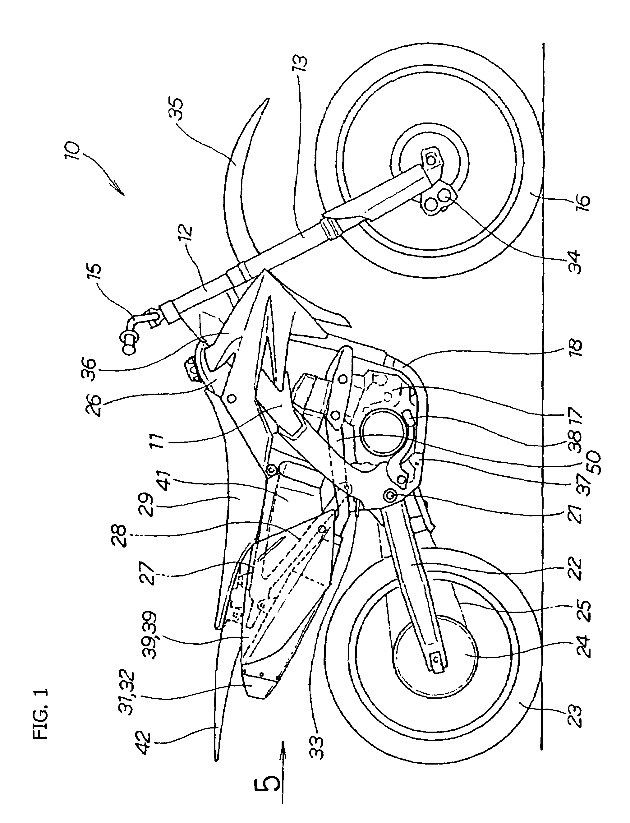 Exhaust system for a motorcycle, and motorcycle including same