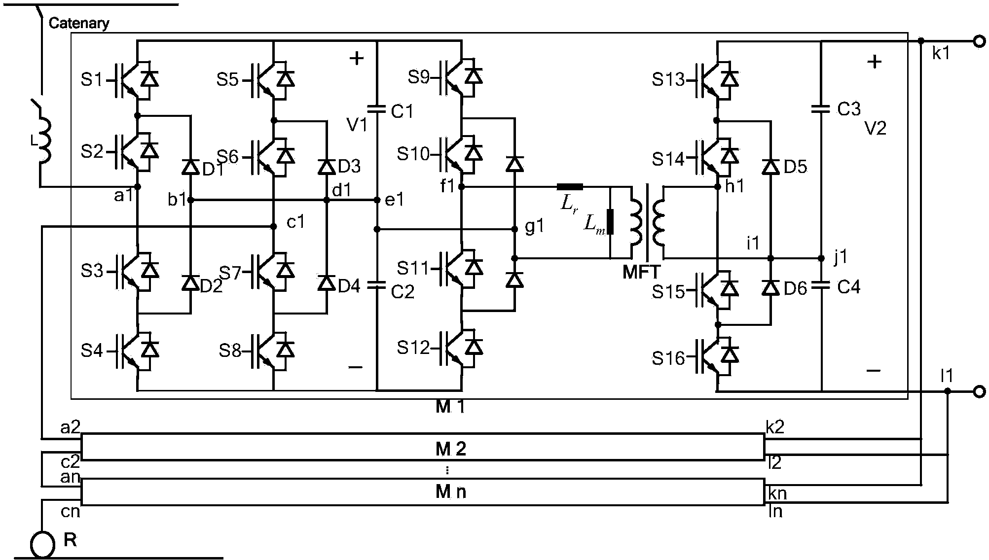 Three-level power electronic traction transformer of non-power frequency transformer