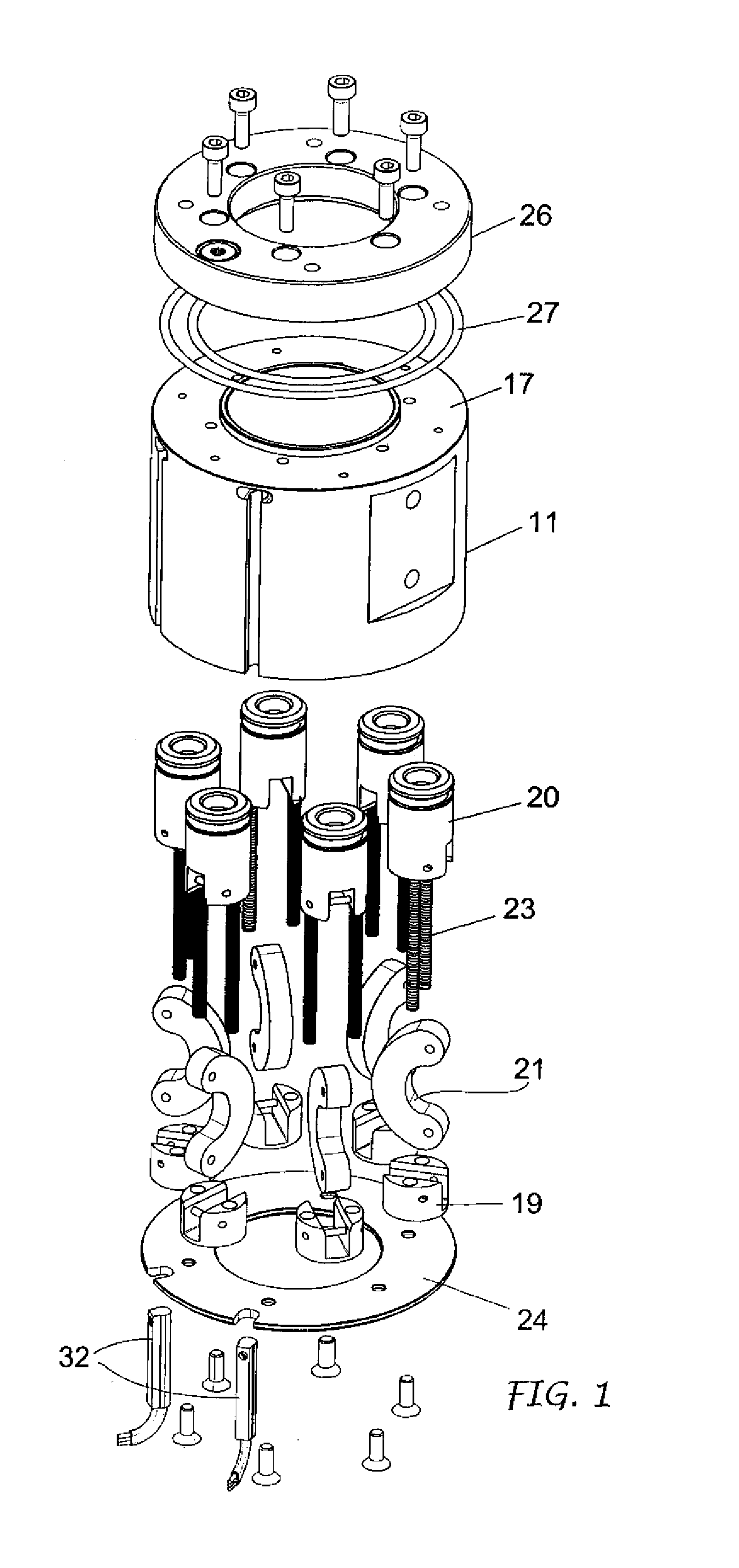 Gripper device and module for its construction