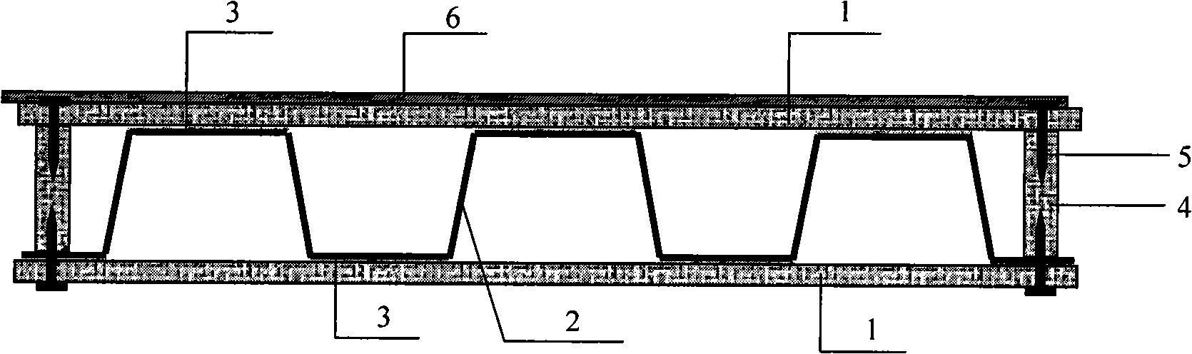 Profiling steel plate - bamboo slab rubber combining floor and manufacturing method thereof