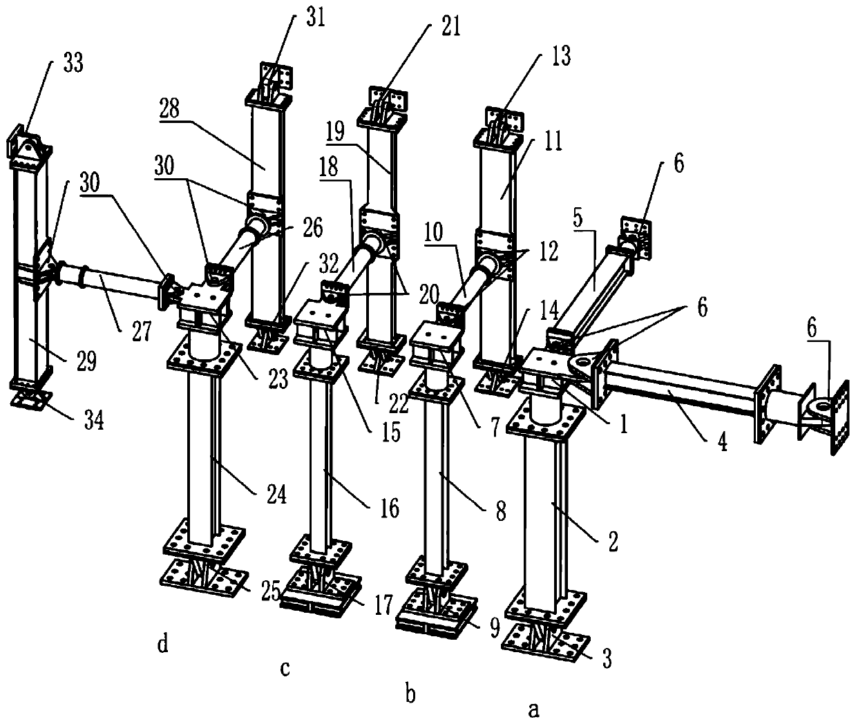 Aircraft vertical stabilizer and fuselage connection strength test support system