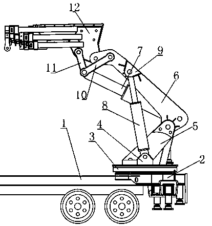 Middle folding type foldable suspension arm of automobile crane